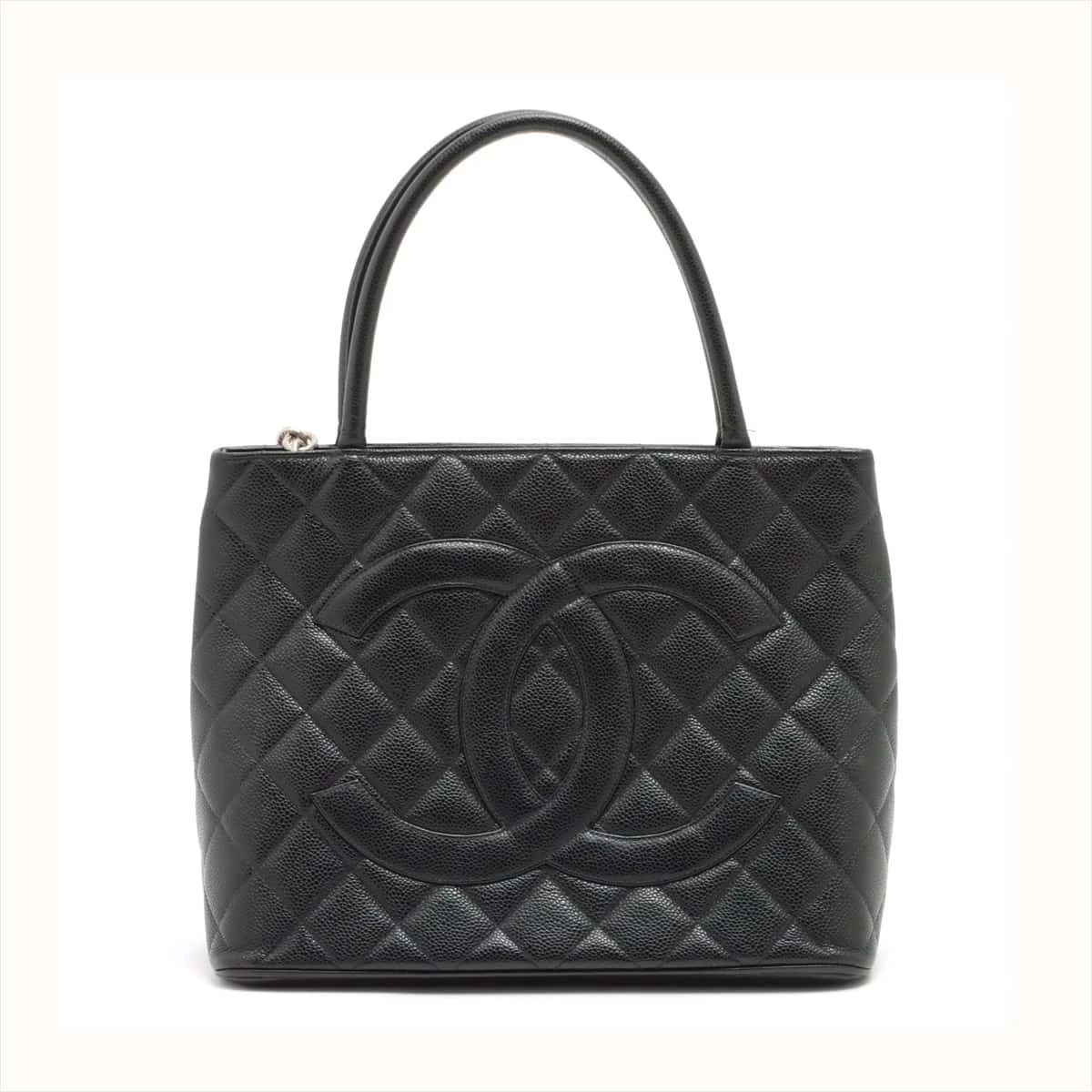 CHANEL◎復刻トート/キャビアスキン/黒×シルバー/バッグ シャネル 復刻 キャビアスキン トートバッグ ブラック シルバー