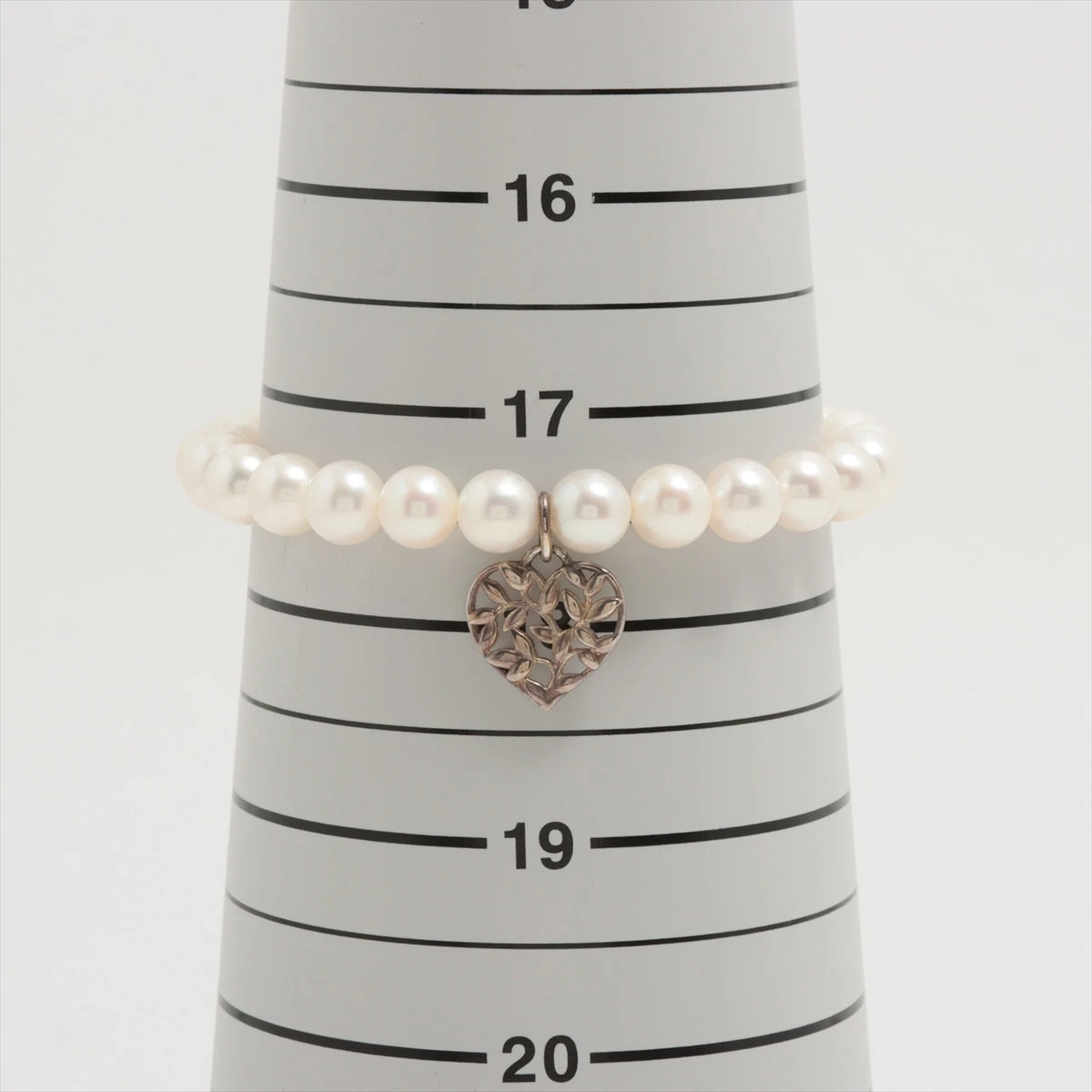 ティファニー オリーブリーフ ハート ブレスレット 925×フェイクパール 