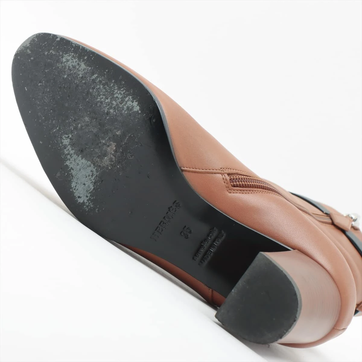 エルメス レザーブーツ サンジェルマン ブラウン ケリー金具 35 1/2 箱付 エルメス サンジェルマン レザー ショートブーツ 35 レディース