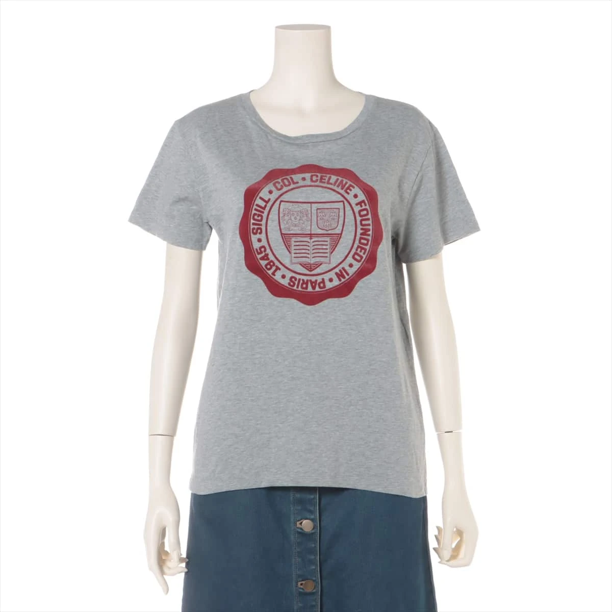セリーヌ コットン Tシャツ M レディース グレー 2X314793I