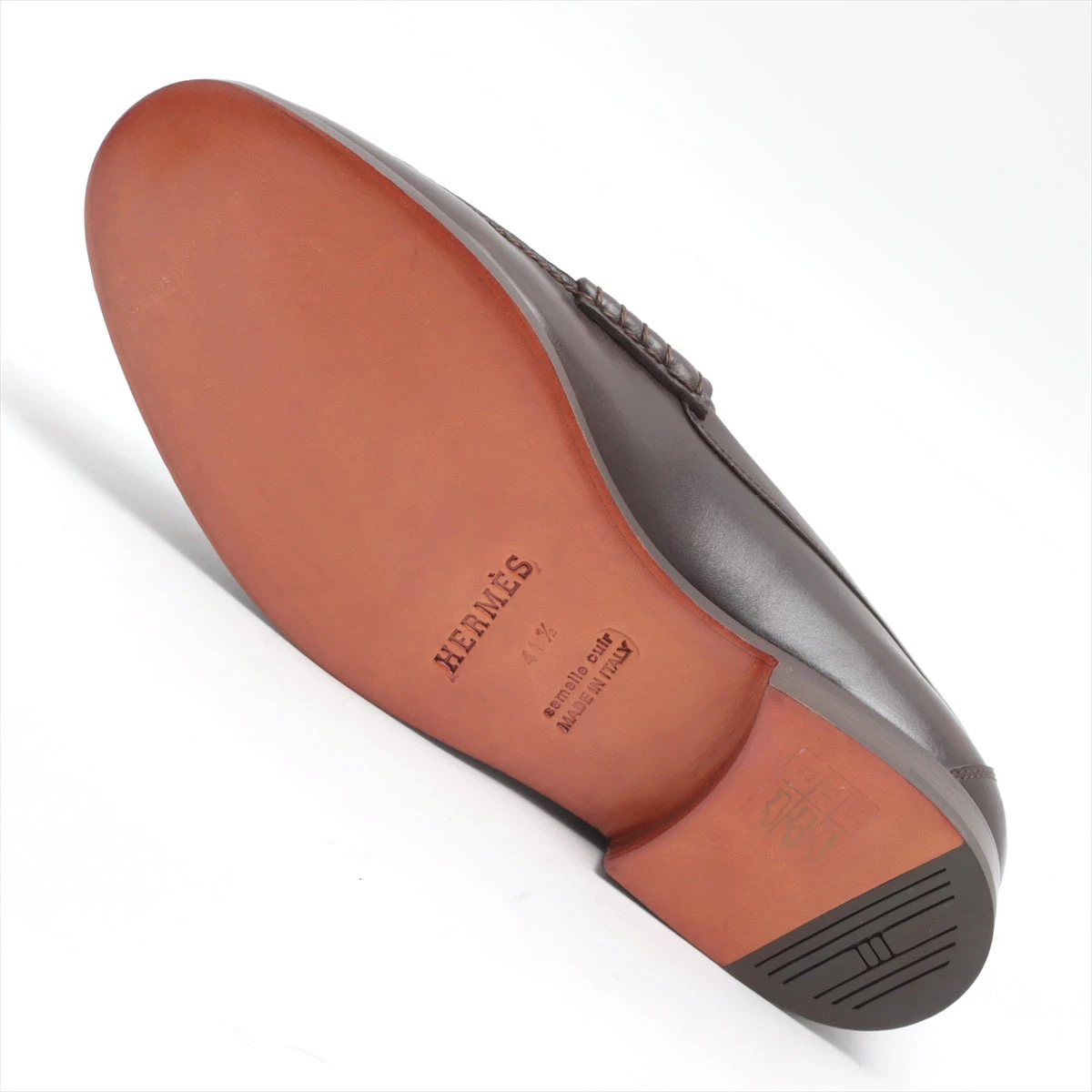 エルメス レザー ローファー 41 1/2 メンズ ブラウン セリエ