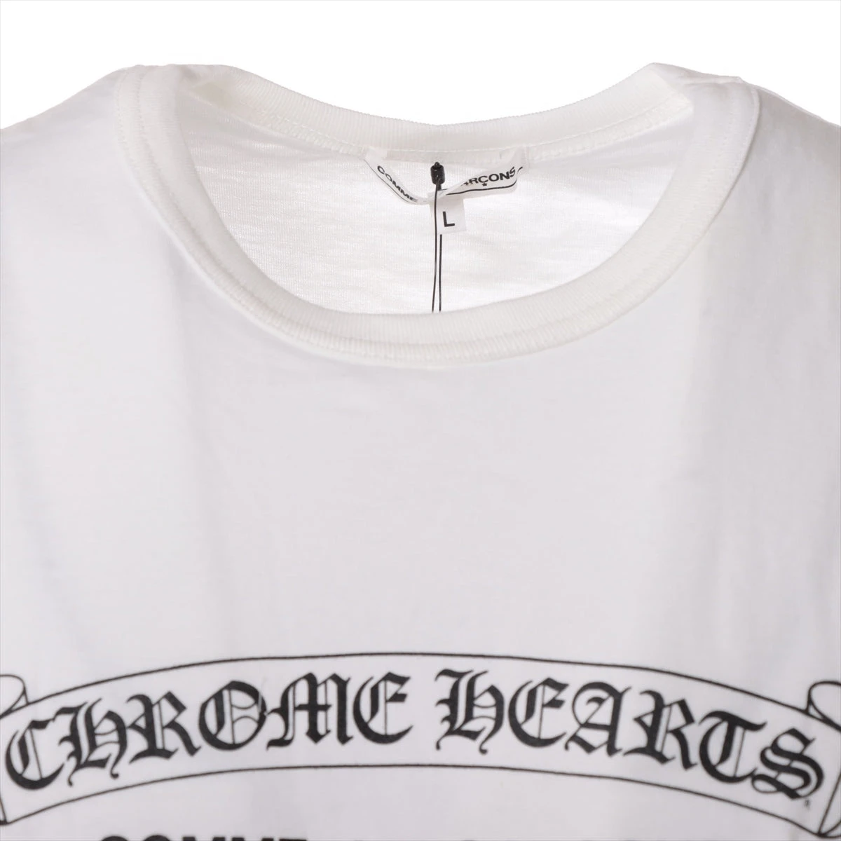 コムデギャルソン×クロムハーツ Tシャツ コットン L ホワイトプリント 