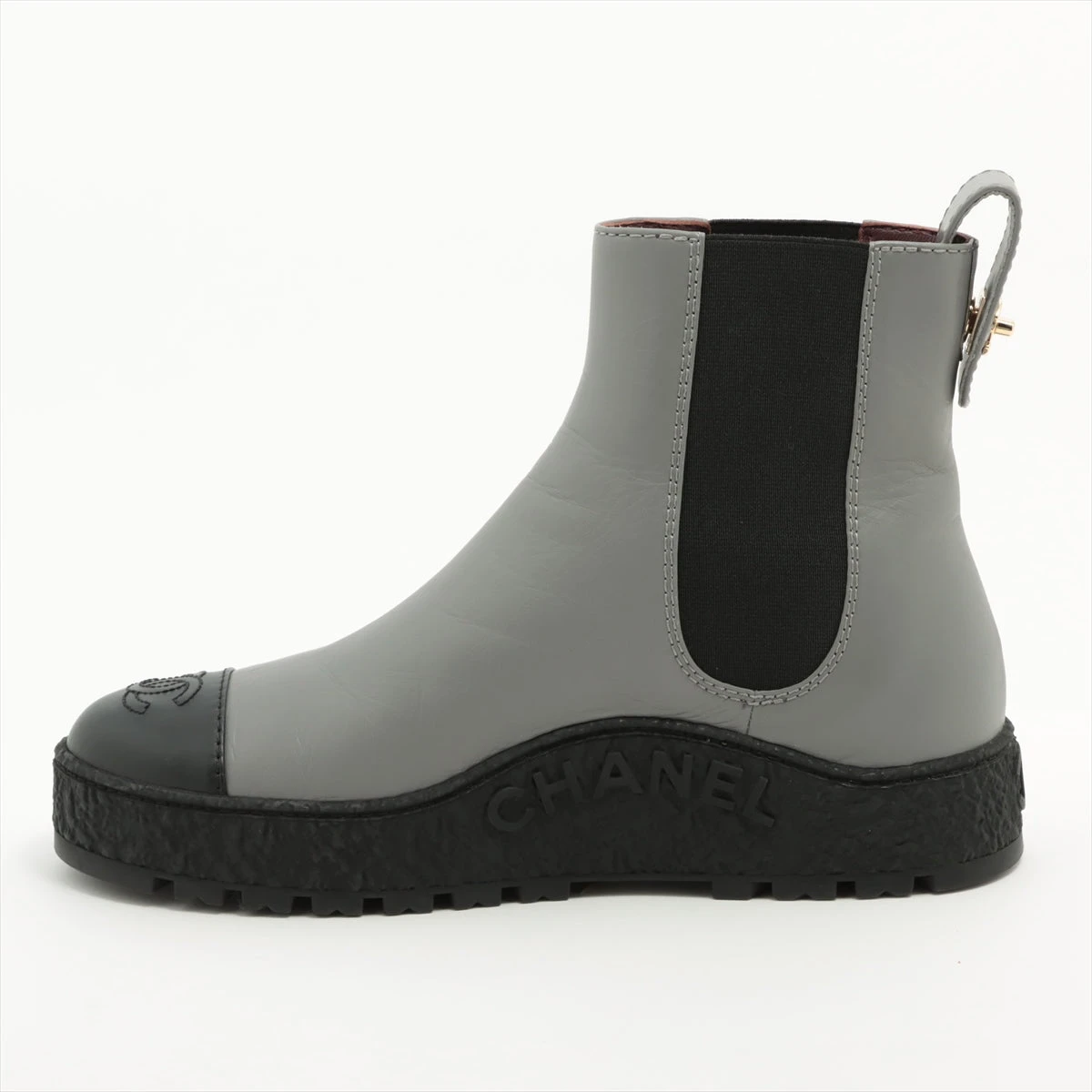 鑑定済・美品★シャネル　サイドゴアブーツ　ココマーク　ターンロック　レザー　黒 シャネル ココマーク レザー サイドゴアブーツ 38C レディース