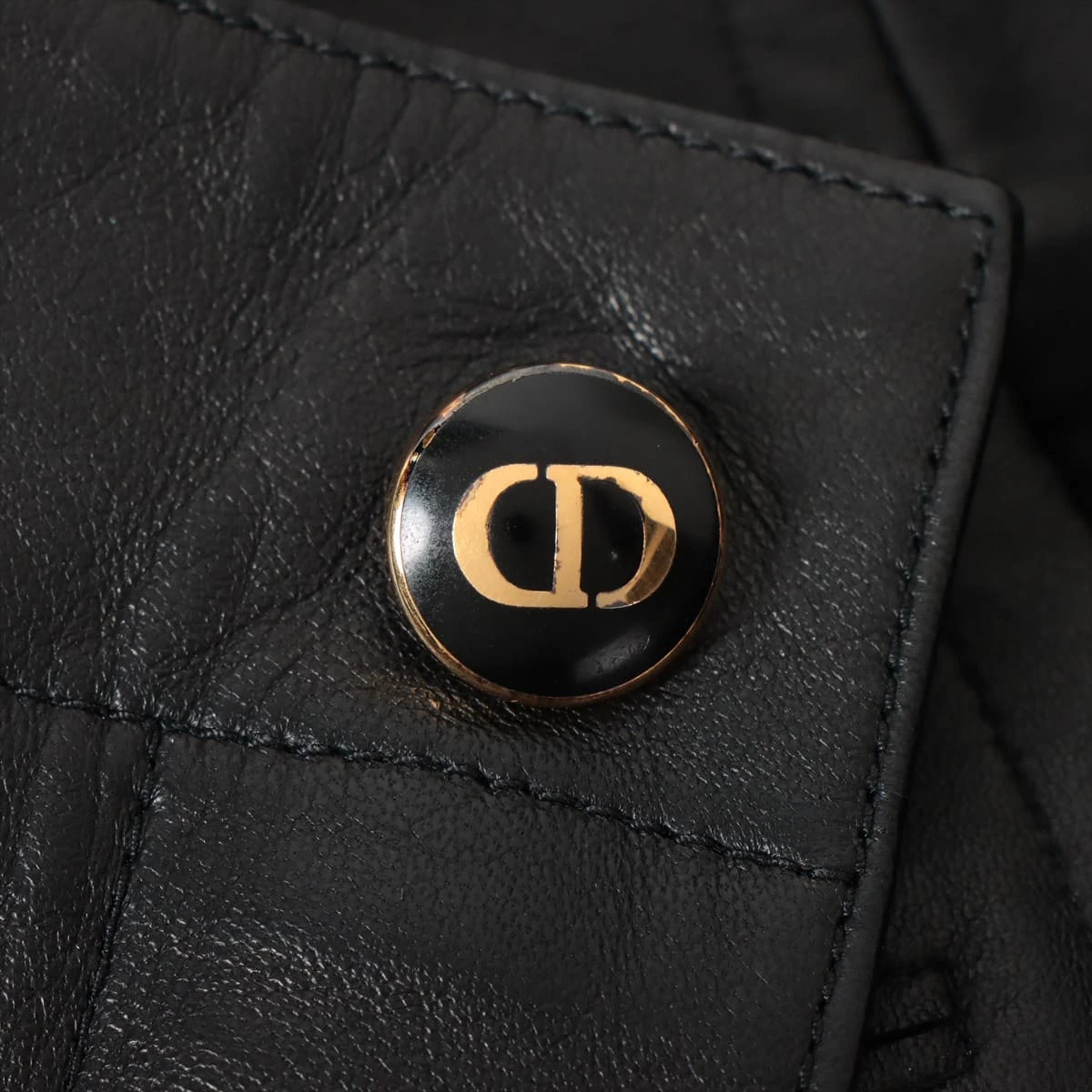 DIOR ディオール レザースカート CDボタン 黒 36