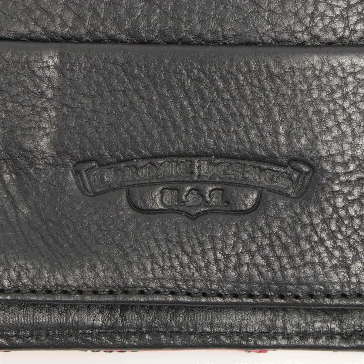 クロムハーツ ウェーブ ウォレット レザー×925 セメタリークロスパッチ