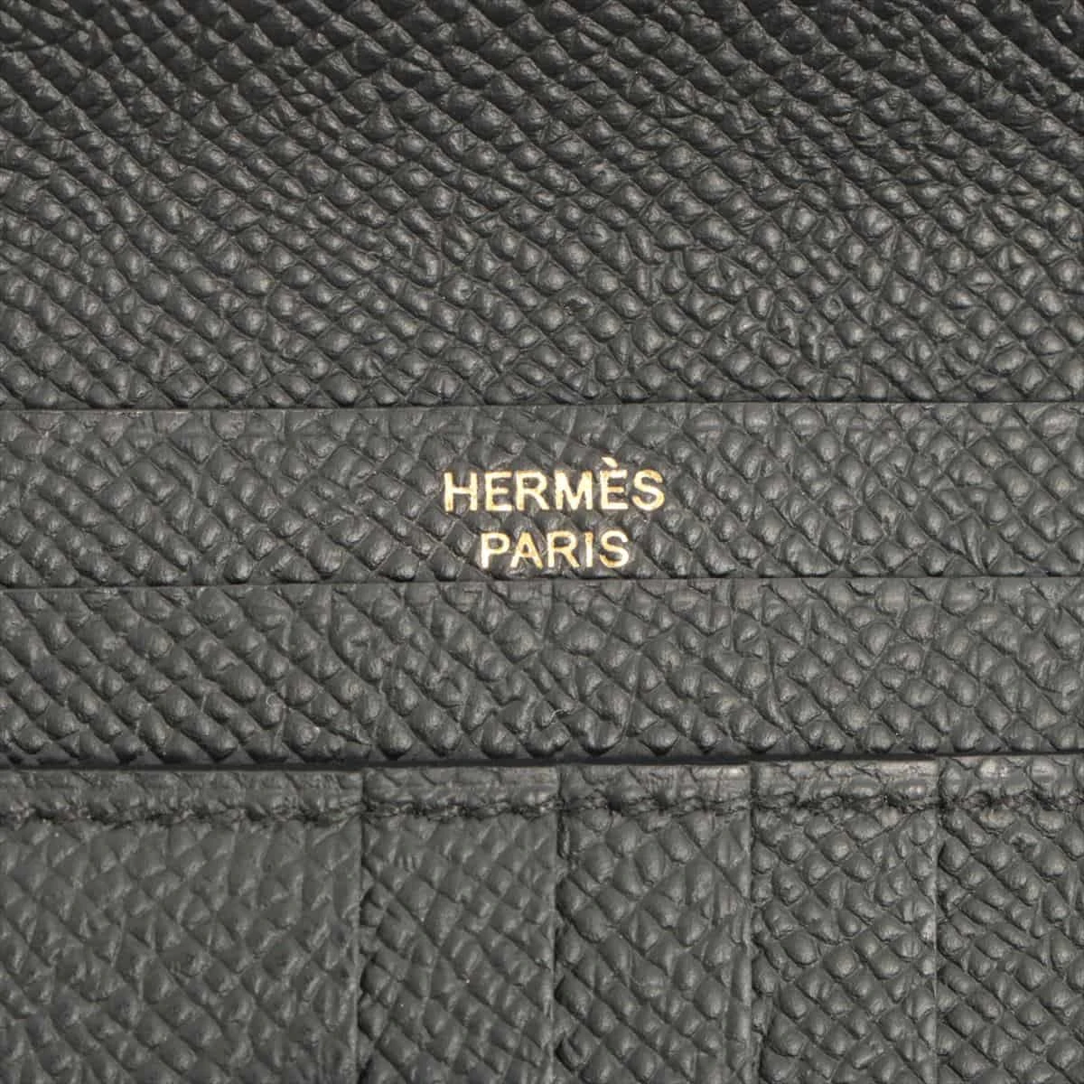 エルメス HERMES べアンコンパクト D刻 ブラック GD金具