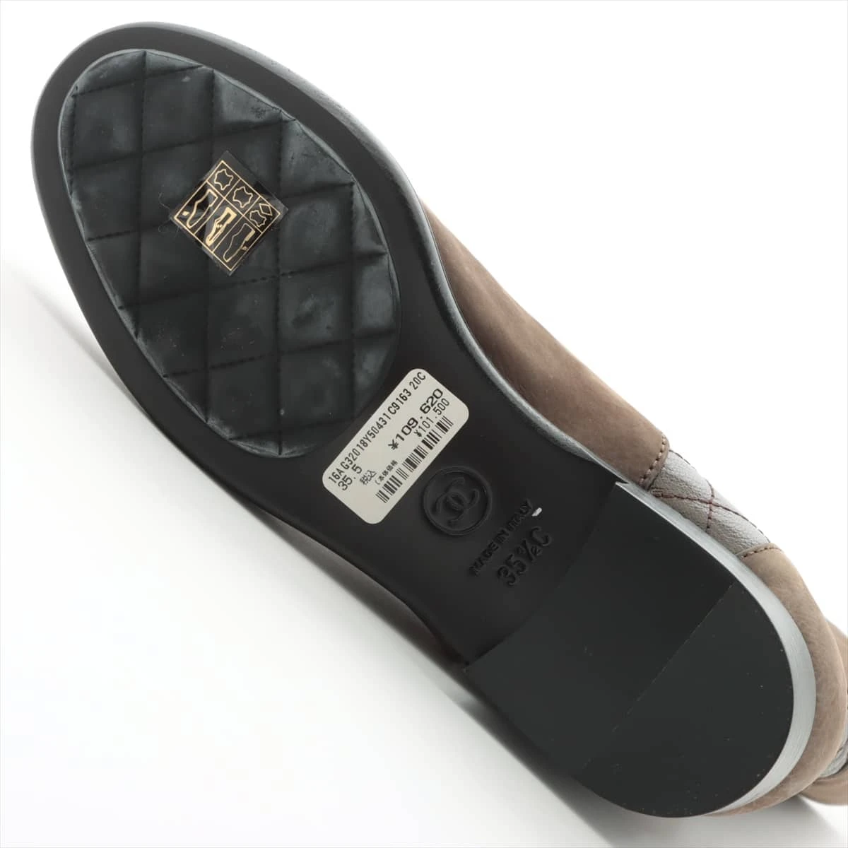 【レザー×スエード切り替えデザインが◎】CHANEL ブーツ シャネル ココマーク レザー×スエード ショートブーツ 35 1/2C
