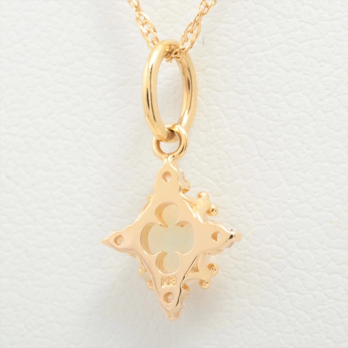 アガット オパール ダイヤ ネックレス K18(YG) 1.5g トップブランド