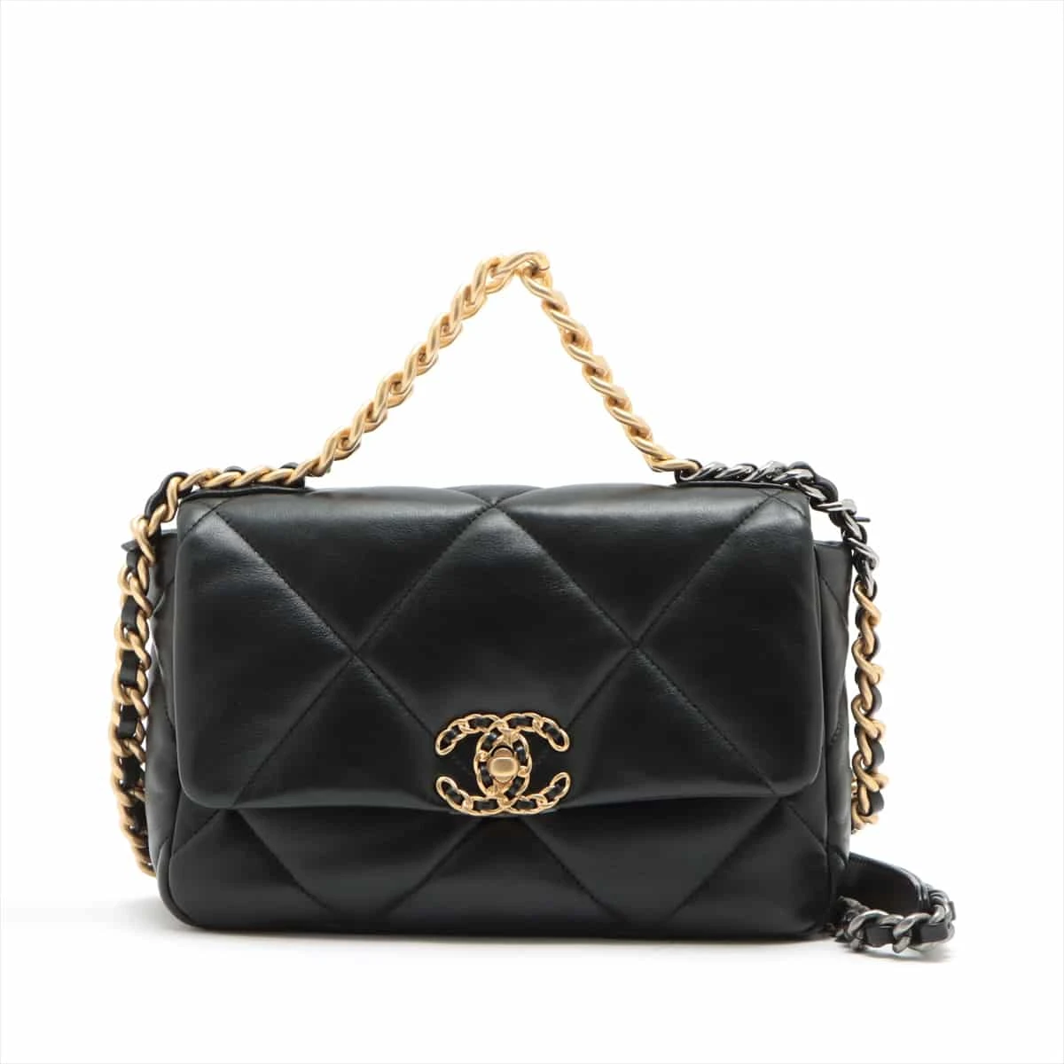 シャネル シャネル19 ラムスキン 2WAYショルダーバッグ ブラック  