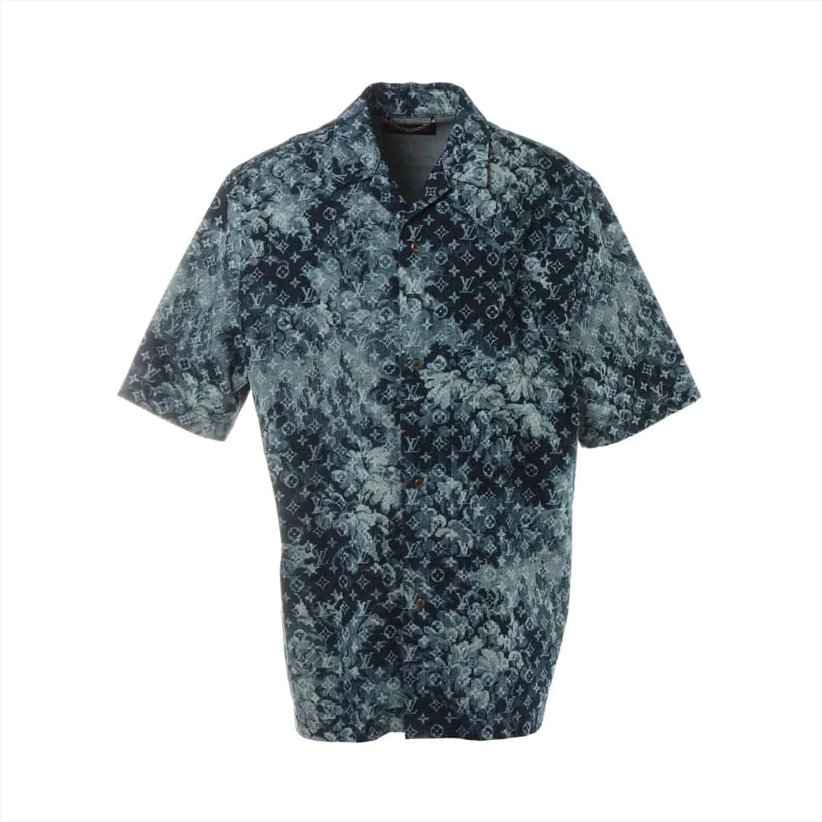 【極美品】ルイヴィトン　21SS ハワイアン タペストリー モノグラムシャツ ヴィトン 21SS コットン×ポリウレタン デニムシャツ XXL メンズ