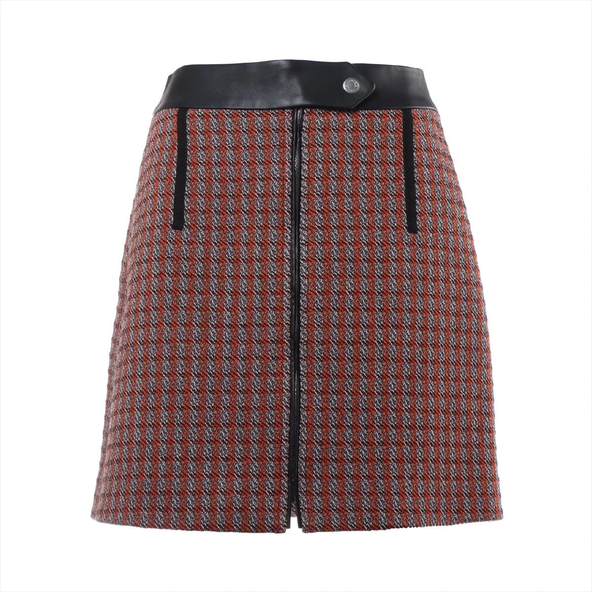 エルメス 19AW ウール×ナイロン スカート 36 レディース オレンジ  