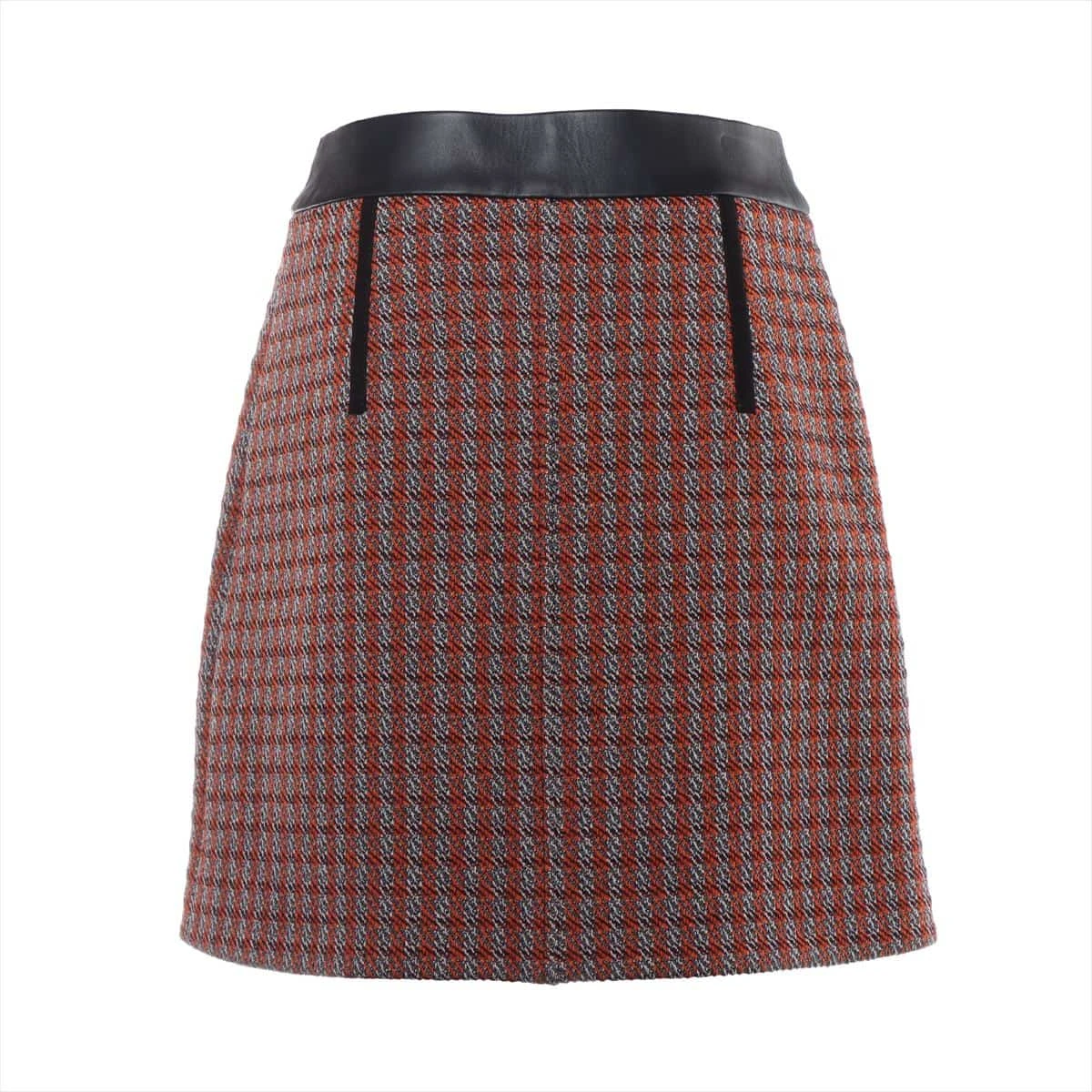 エルメス 19AW ウール×ナイロン スカート 36 レディース オレンジ