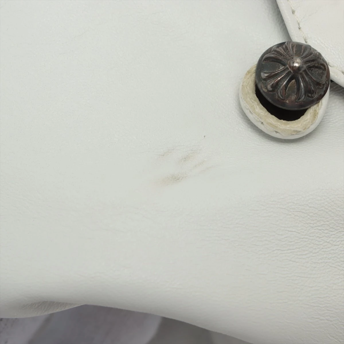 クロムハーツ 巾着 レザー×925 ホワイト クロスボタン PI027408