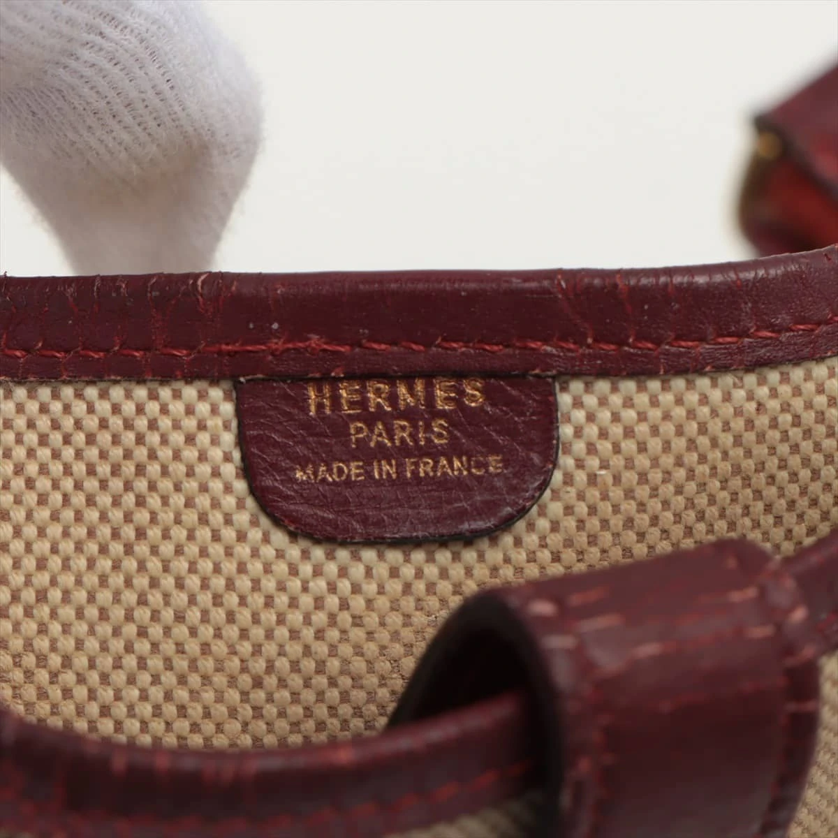 HERMES エブリンGM トワルアッシュ×レザー □C刻印 エルメス エブリンGM トワルアッシュ×レザー レッド ゴールド金具 ○O