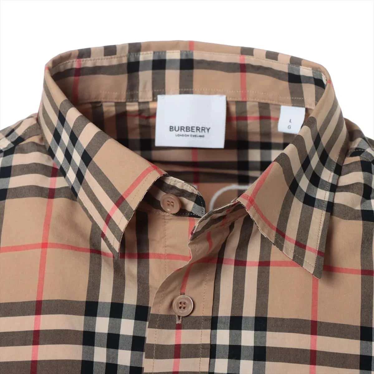 バーバリー BURBERRY チェックシャツ 8038521 ベージュ サイズ：L バーバリー コットン シャツ L メンズ ベージュ 8038521