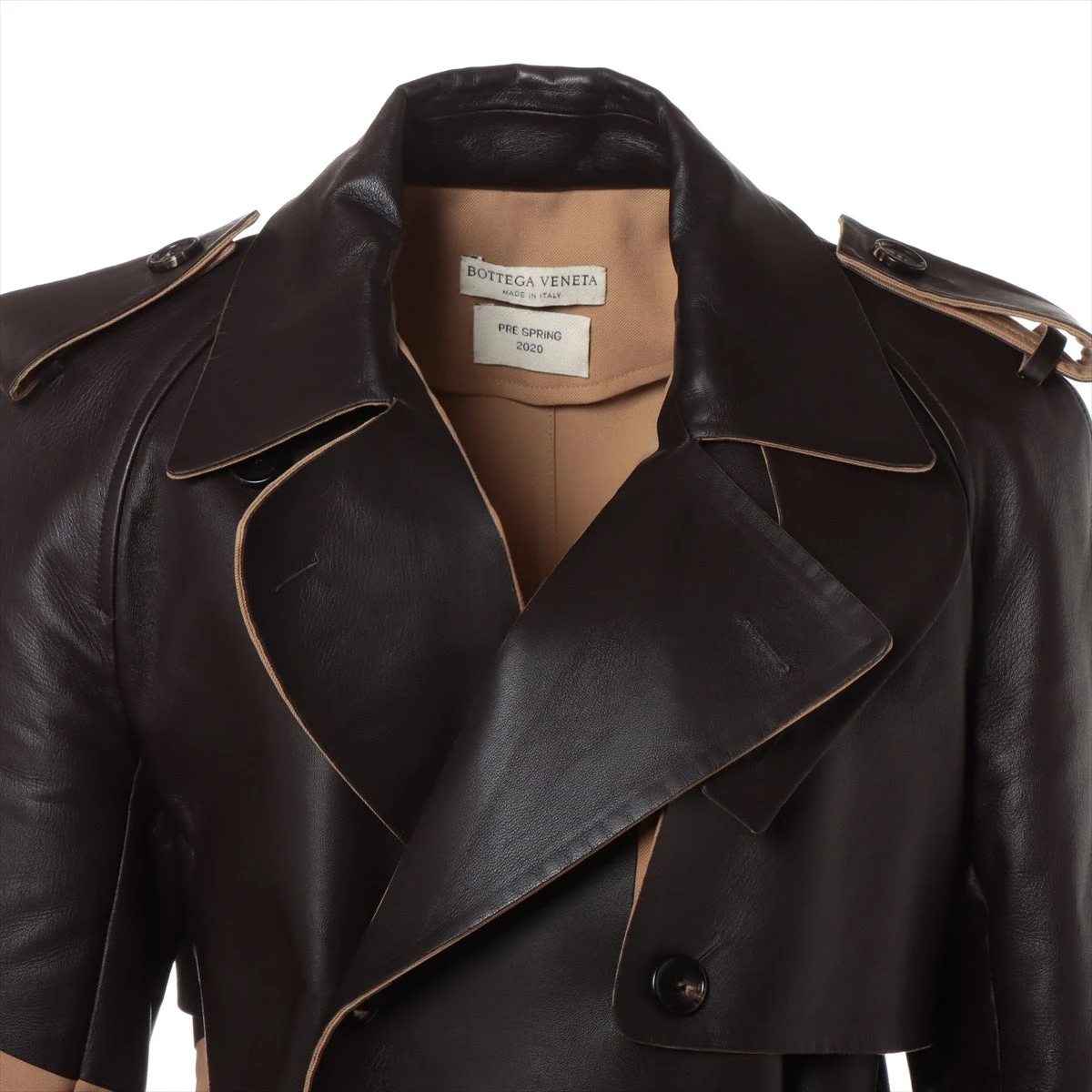 ボッテガべネタ　レザー トレンチコート BOTTEGA VENETA（ボッテガヴェネタ）トレンチコート ベージュ サイズ