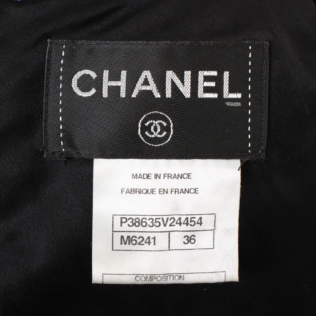 シャネル ココボタン 10SS コットン×シルク ワンピース 36
