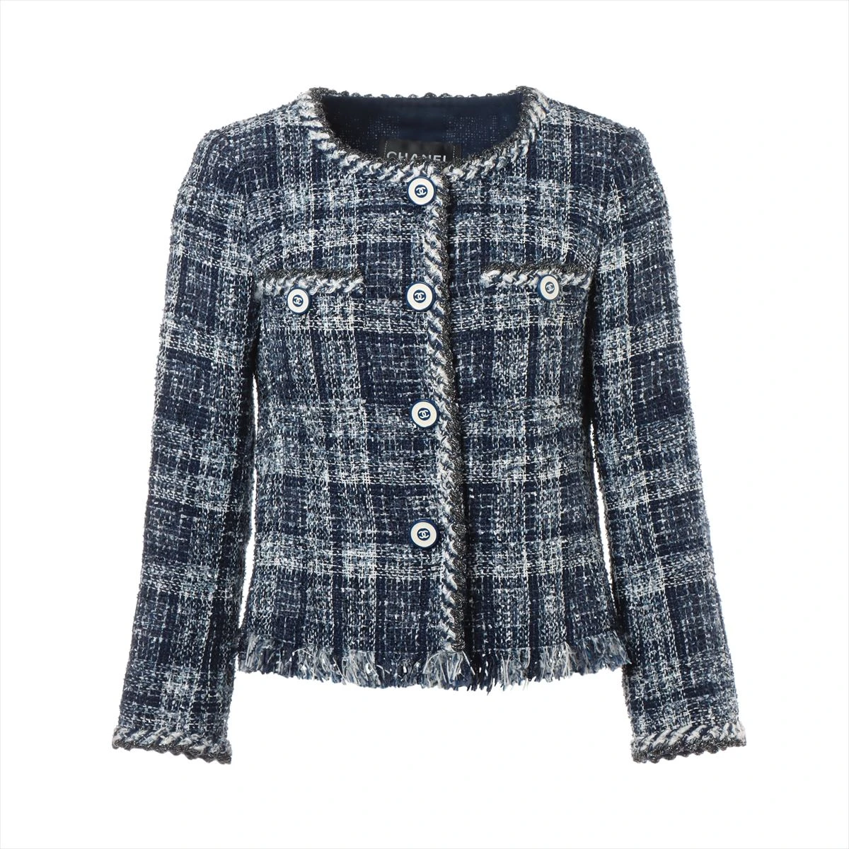 CHANEL シャネル ココボタン ツイード ノーカラー ジャケット