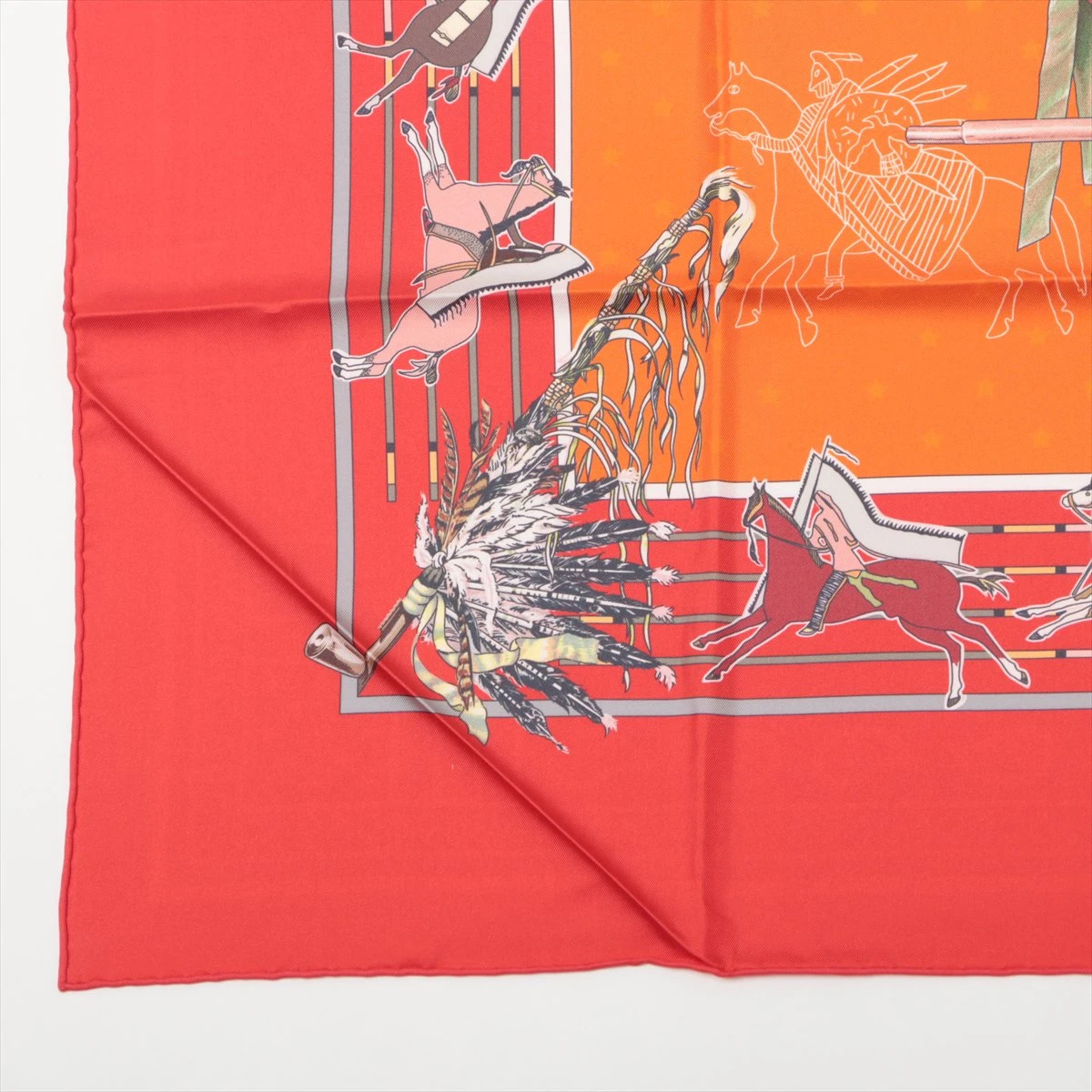 ✨超希少✨ HERMES エルメス カレ90 パウニー族の首長　王者の虎　シルク HERMES】【PANI LA SHAR PAWNEE】【フランス製】エルメス『カレ