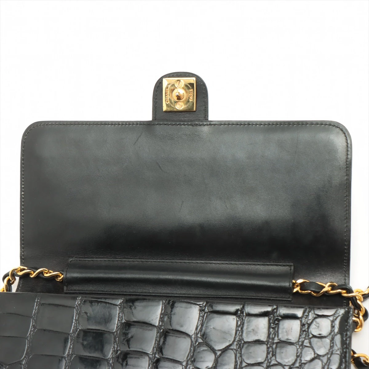 ★早い者勝ち★シャネル クロコ チェーンショルダーバッグ ブラック ゴールド金具 楽天市場】シャネル クロコダイルチェーンショルダーバッグ/センター割