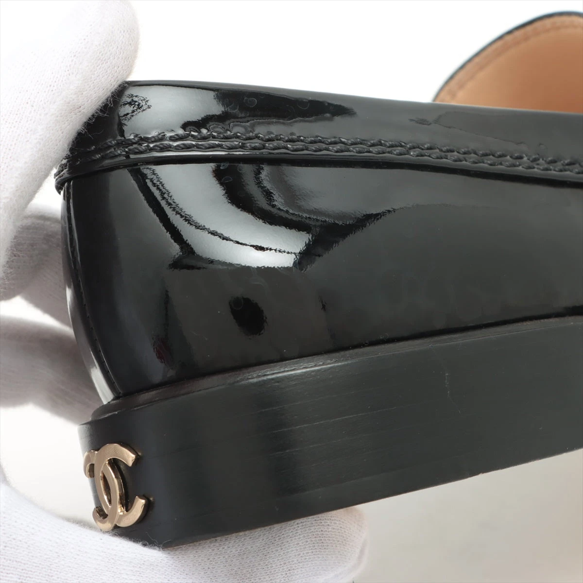 CHANEL ハイヒール　ココマーク　ブラック　パテントレザー　36 1/2 シャネル CHANEL ココマーク アンクルストラップ パテントレザー