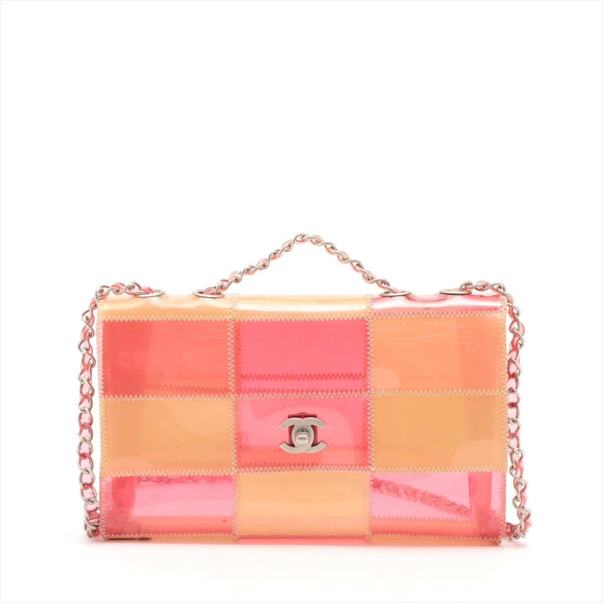 【CHANEL】シャネル チェーンハンドバッグ ツイードxデカココ ピンク×マルチカラー シルバー金具/kt08054ar CHANEL - 【CHANEL】シャネル チェーンハンドバッグ ツイードxデカココ