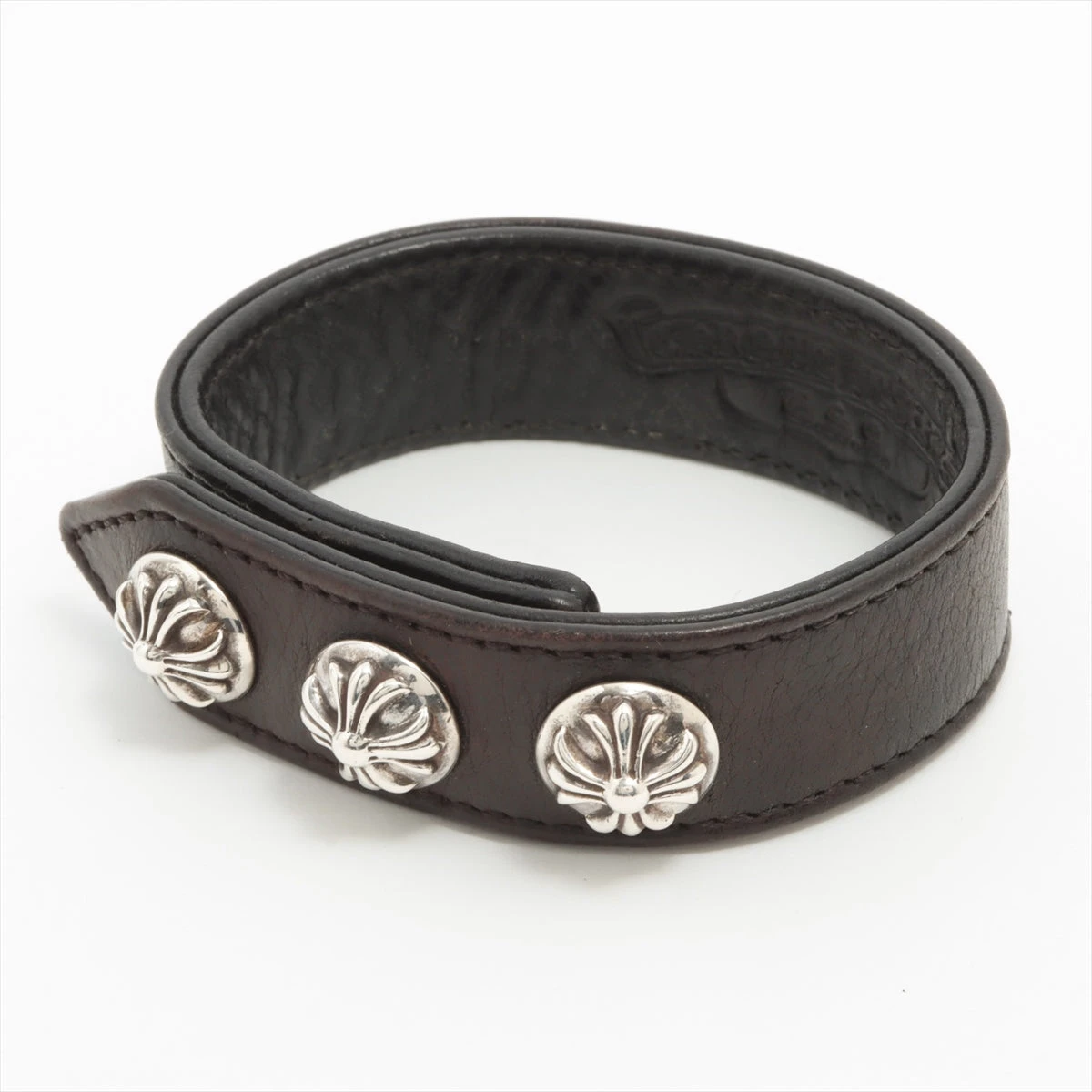 クロムハーツクロスボールレザーブレスレット クロムハーツ サイズ:9