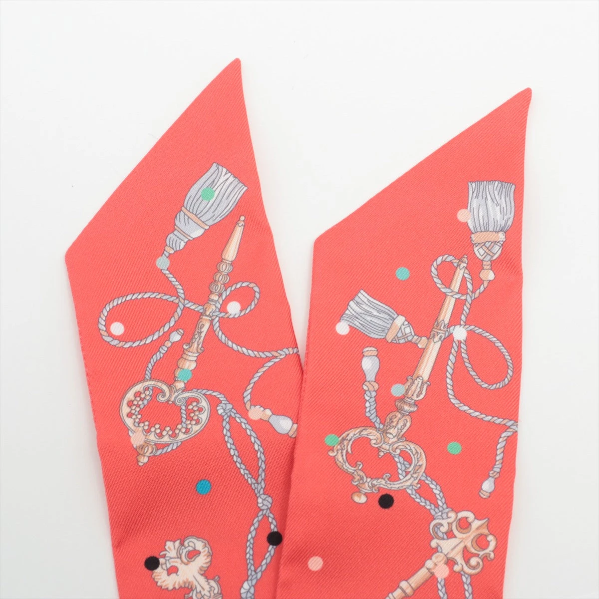 エルメス ツイリー Les Cles a Pois スカーフ シルク レッド A1871900