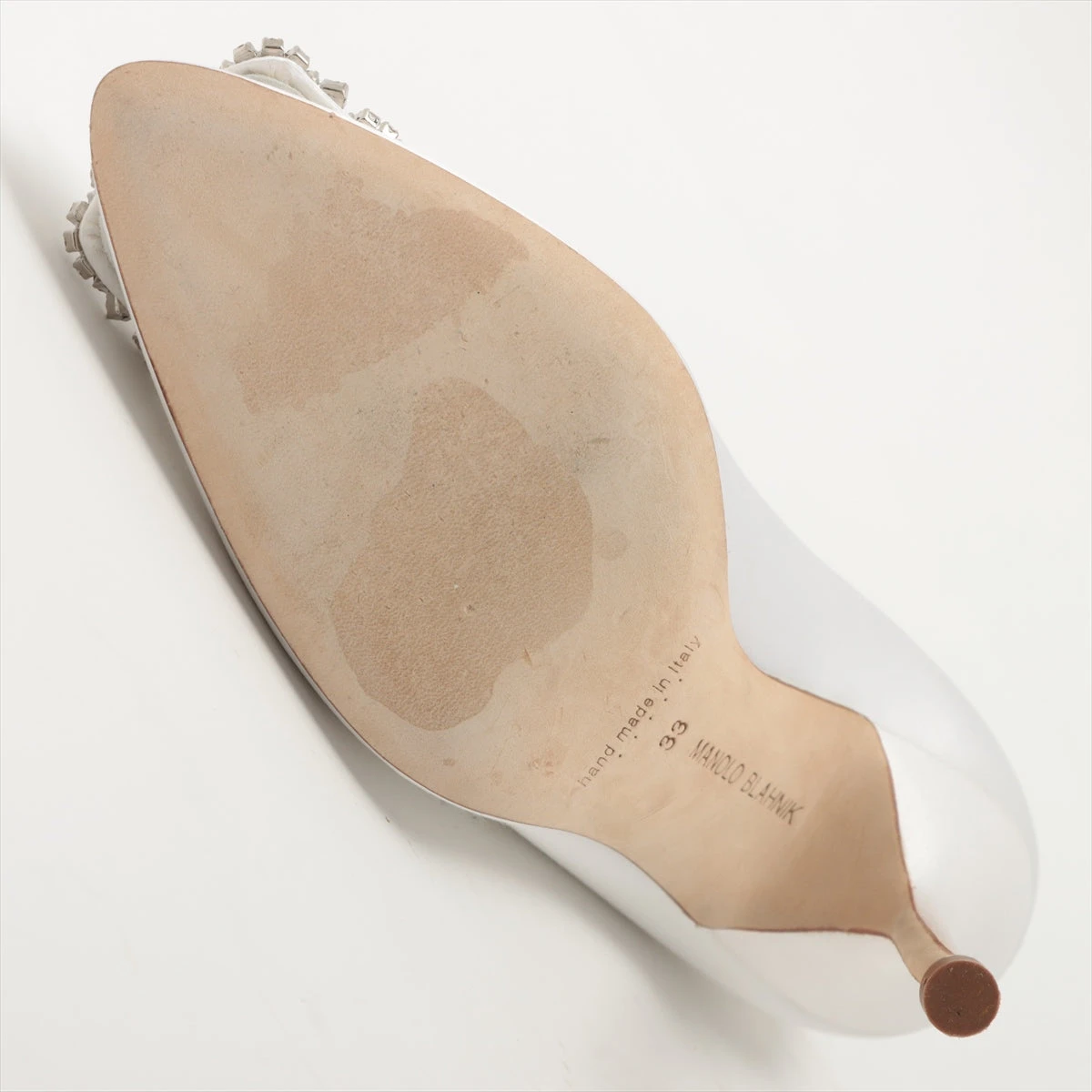 お値下げ*新品未使用*マノロブラニク ハンギシ サテン ホワイト MANOLO BLAHNIK マノロブラニク パンプス HANGISI OPAL SATIN