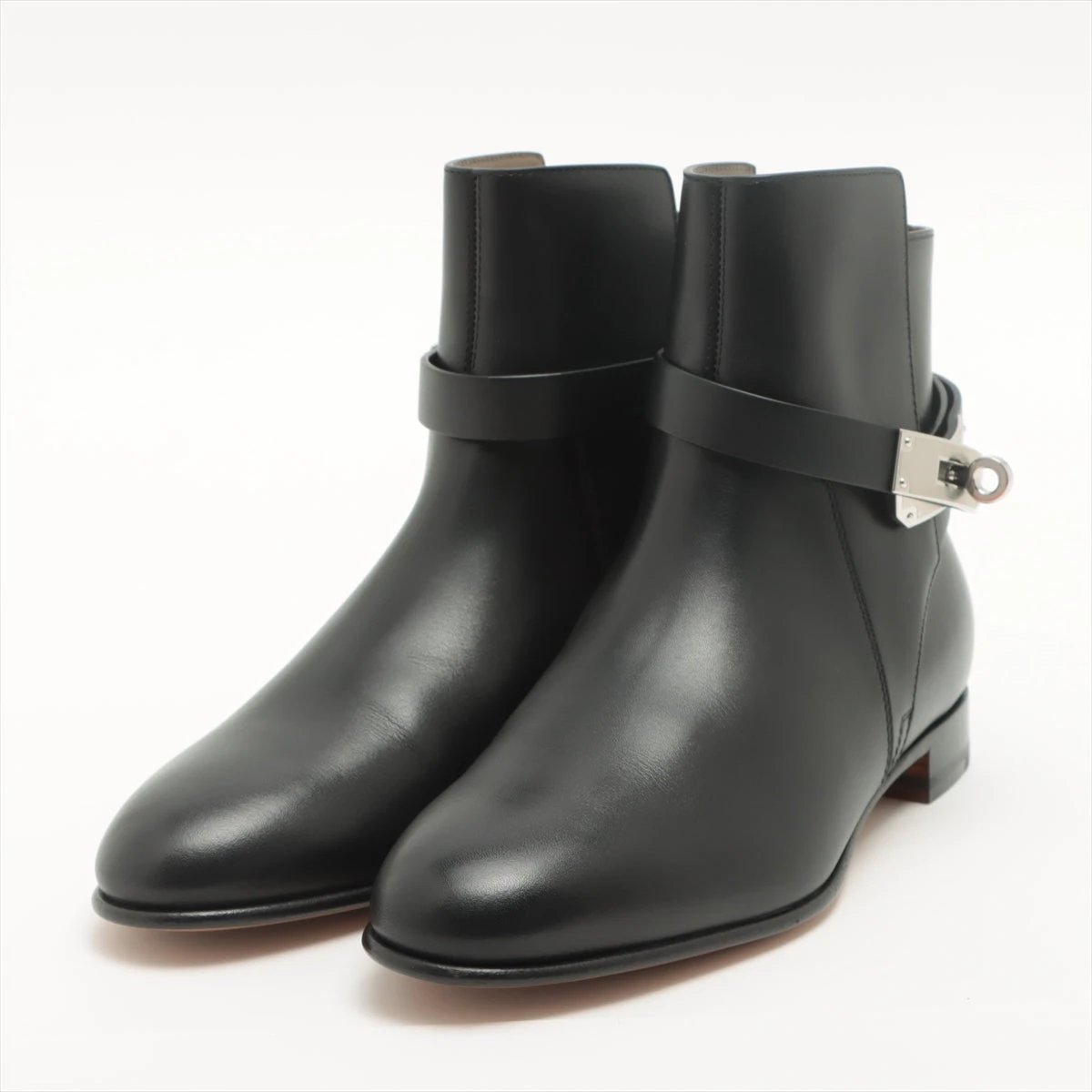 鑑定済】 エルメス ショート ブーツ ネオ 黒 #36 ケリー 金具