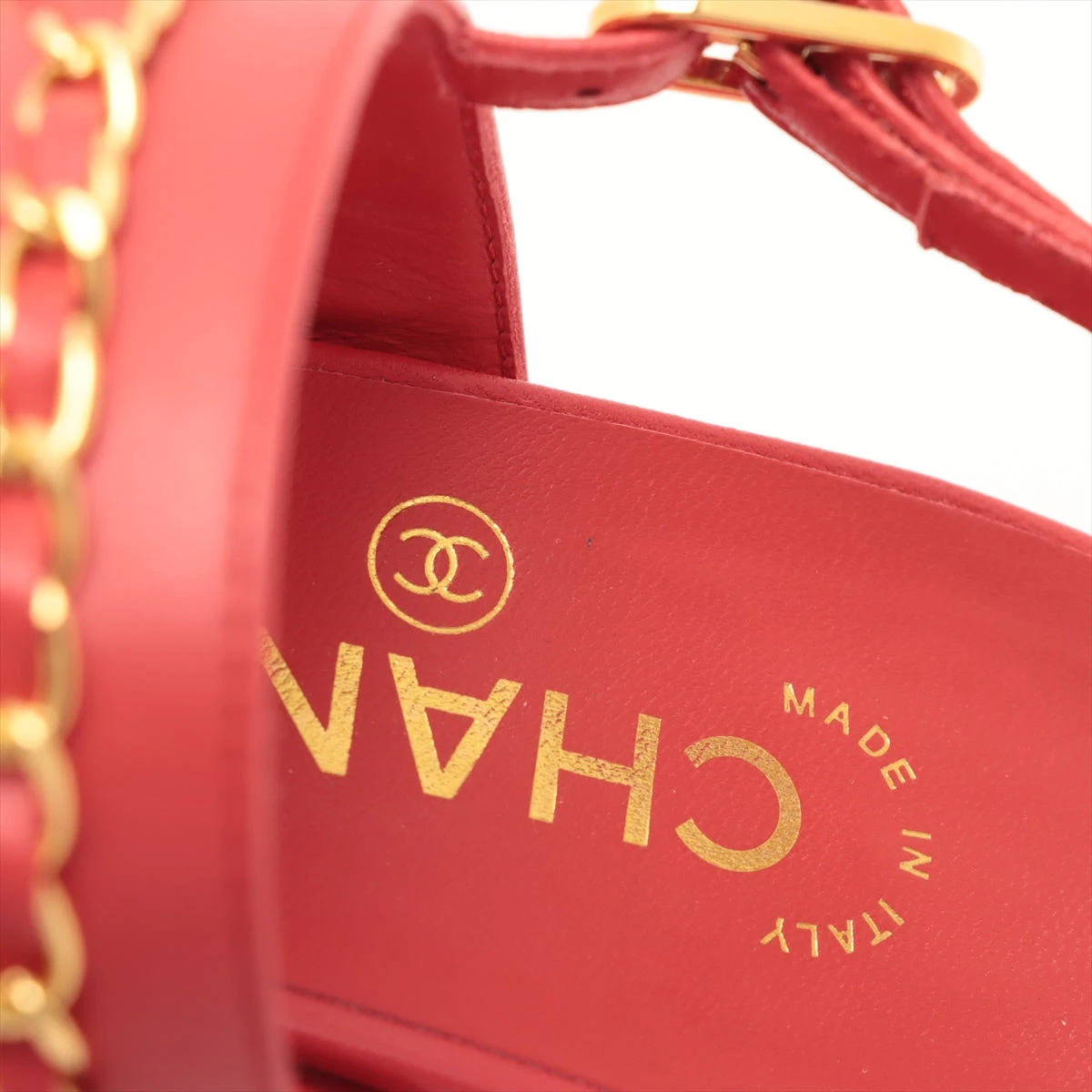 シャネル ココマーク レザー サンダル 35 1/2C レディース レッド