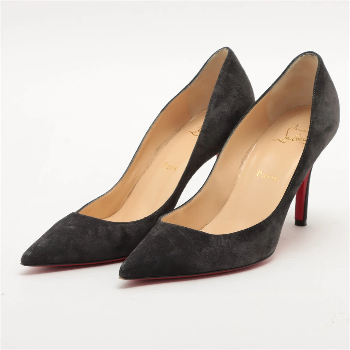 Christian Louboutin ブラック スエード パンプス38 Christian Louboutin ブラック スエード パンプス38