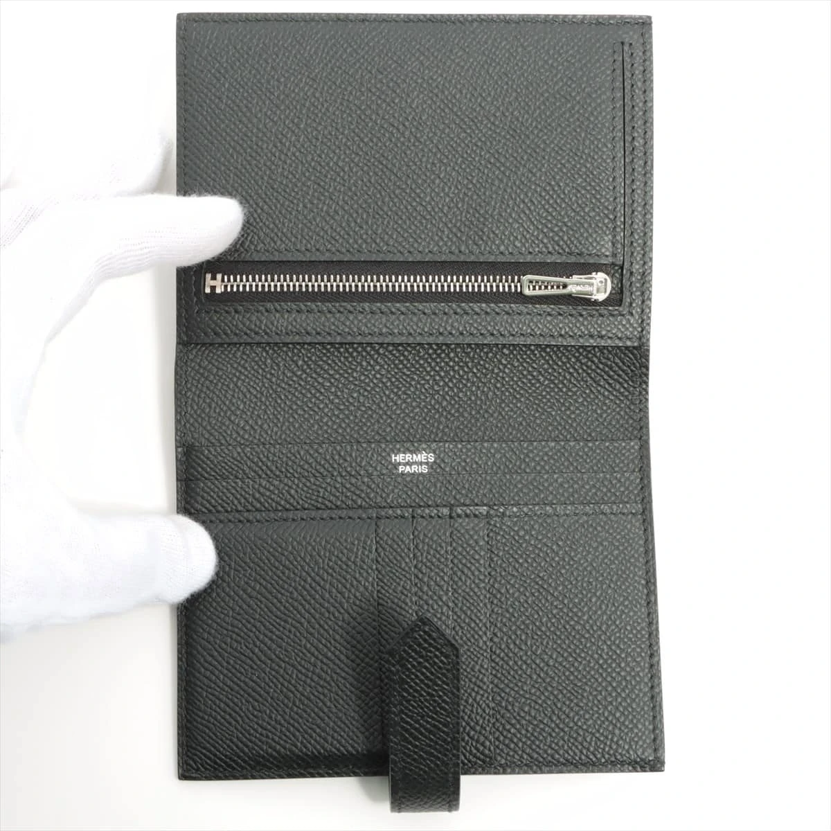 エルメス　ベアンコンパクト　ブラック　ヴォーエプソン　シルバー金具 HERMES エルメス ベアンコンパクト ブラック ヴォーエプソン