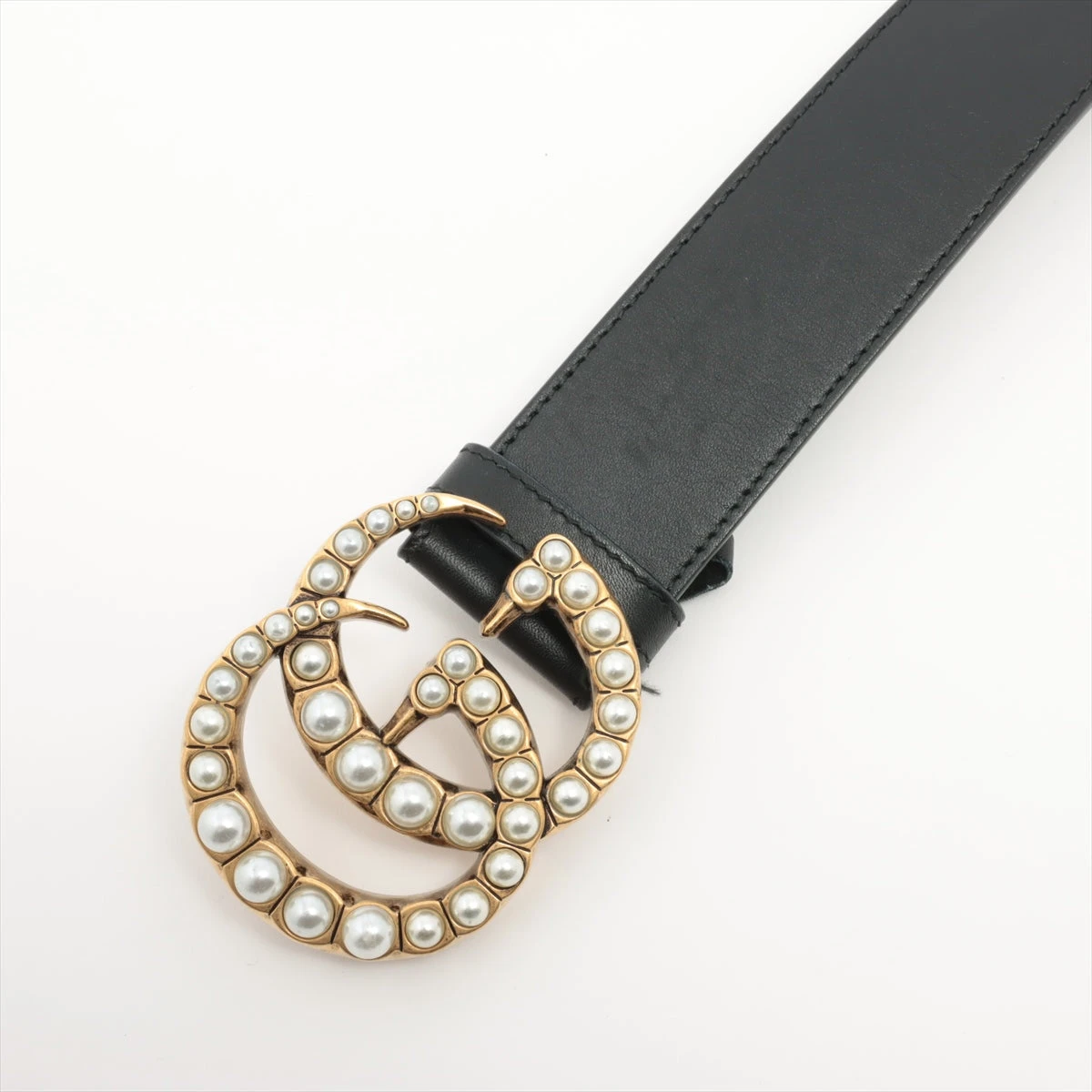 美品✨　GUCCI ベルト　マーモント　ダブルG レザー　ブラック　ゴールド金具 ダブルG グッチ ベルト メンスベルト GGマーモント Gバックル