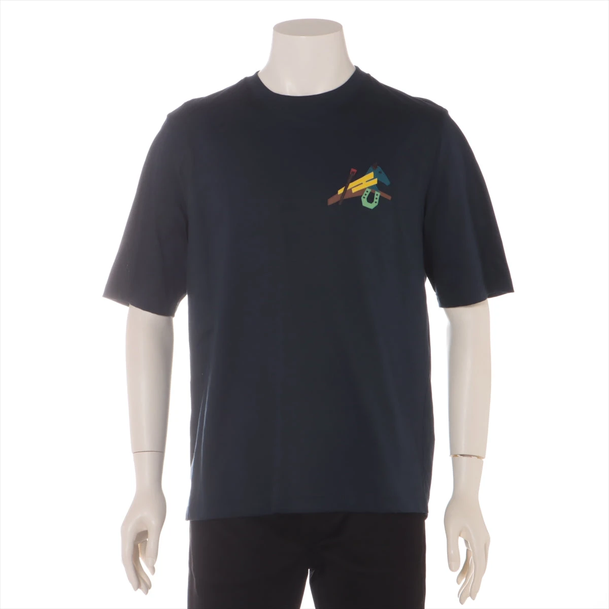 22SS L相当◎HERMES エルメス Tシャツ レザーパッチ ホースロゴ 馬