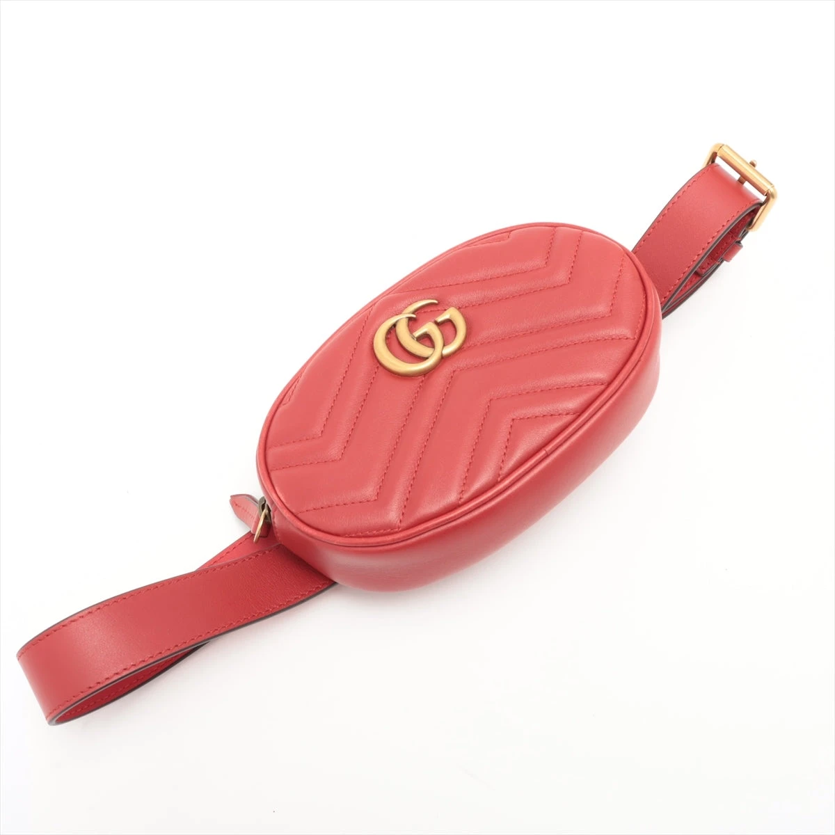 ☆美品☆GUCCI GGマーモントレザーボディバッグ 476434 レッド グッチ GGマーモント レザー ボディバッグ レッド 476434