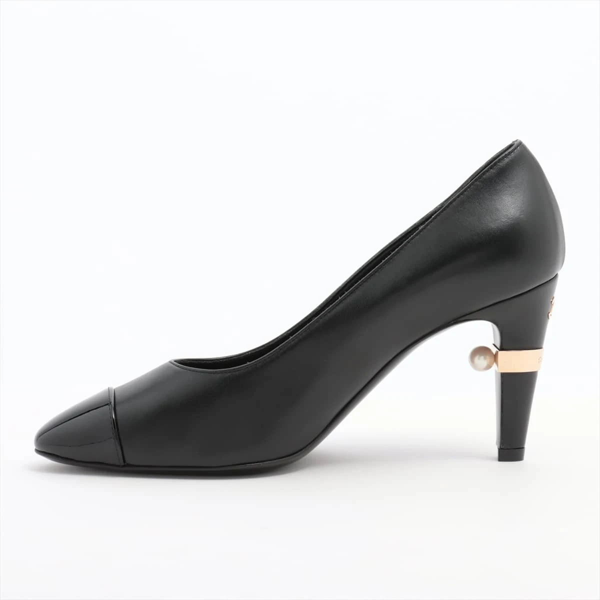 【シャネル】パンプス　ココマーク　黒　レザー リボン　37 き　保存袋 シャネル】パンプス ココマーク 黒 レザー リボン 37 き 保存袋