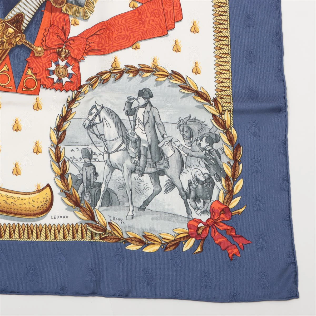 エルメス カレ90 NAPOLEON ナポレオン スカーフ シルク ブルー