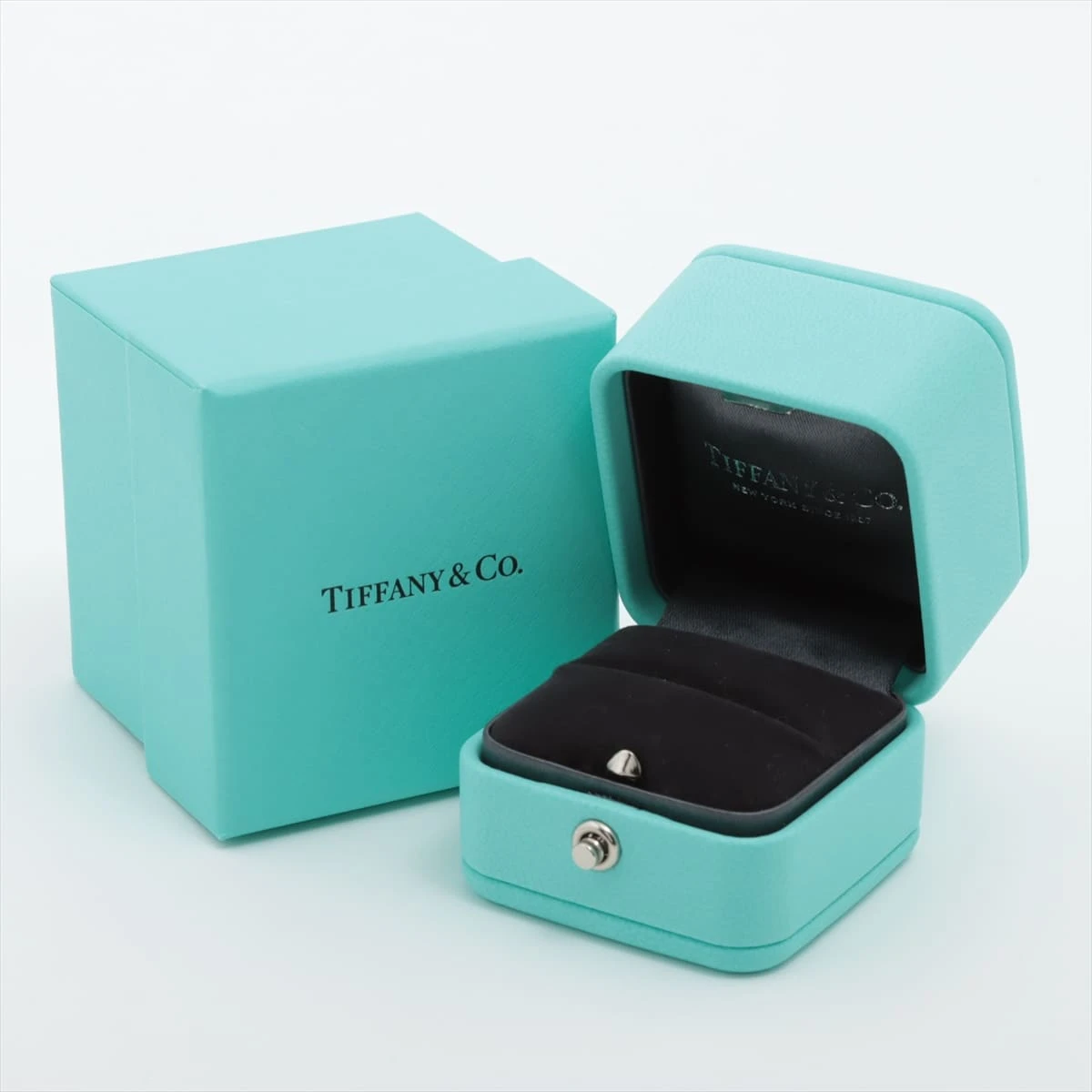 ティファニー Tワイヤー リング ターコイズ ダイヤ Au750WG【21570 ティファニー Tワイヤー ターコイズ リング 750 YG ABランクの