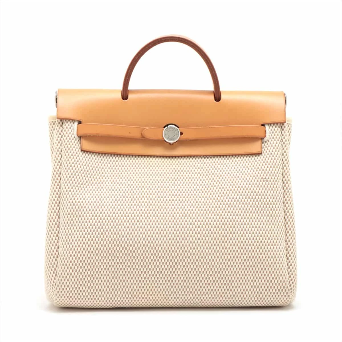 エルメス エールバッグアドPM トワルGM ベージュ シルバー金具 □G  