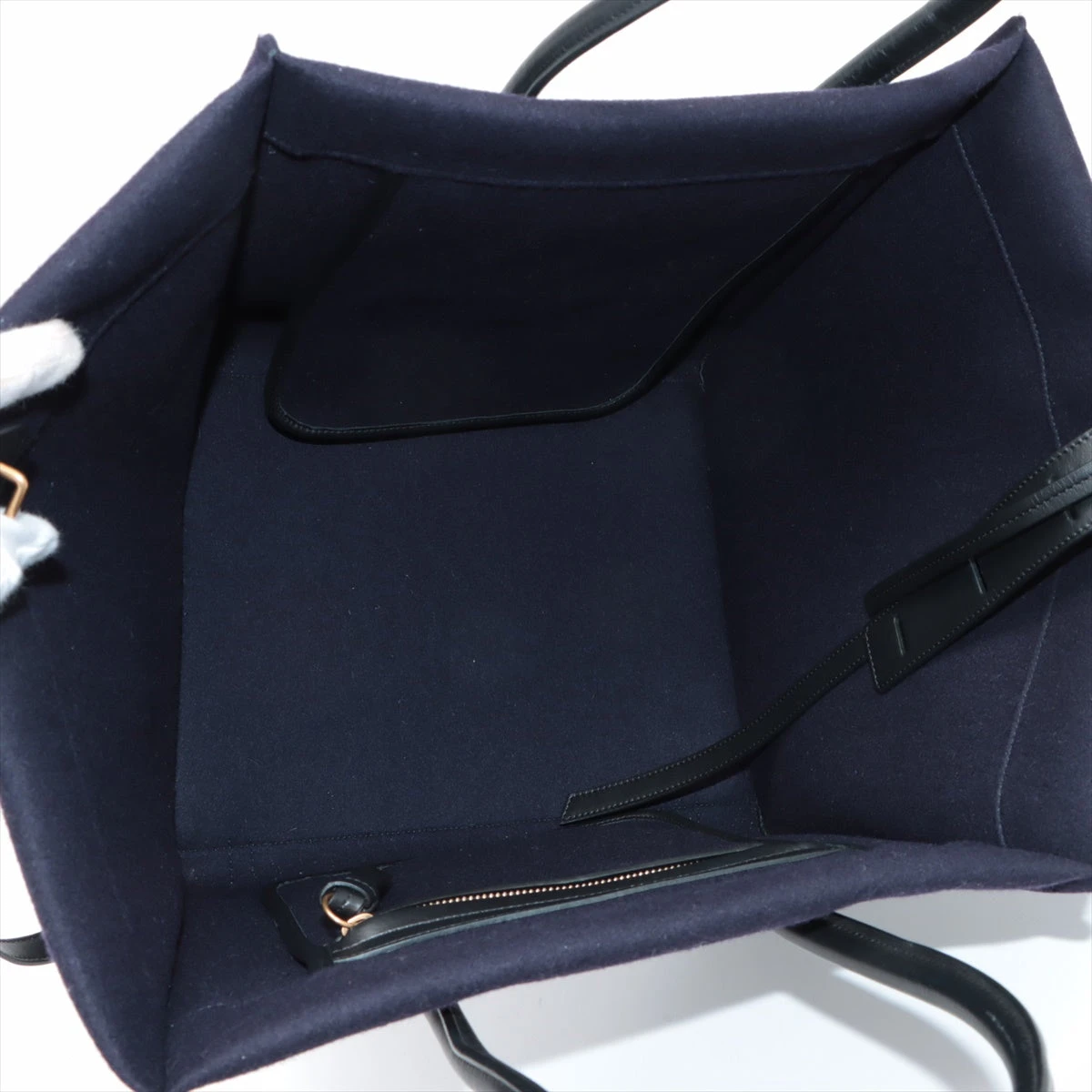 セリーヌ ラゲージ ファントム フェルト×レザー ハンドバッグ ネイビー