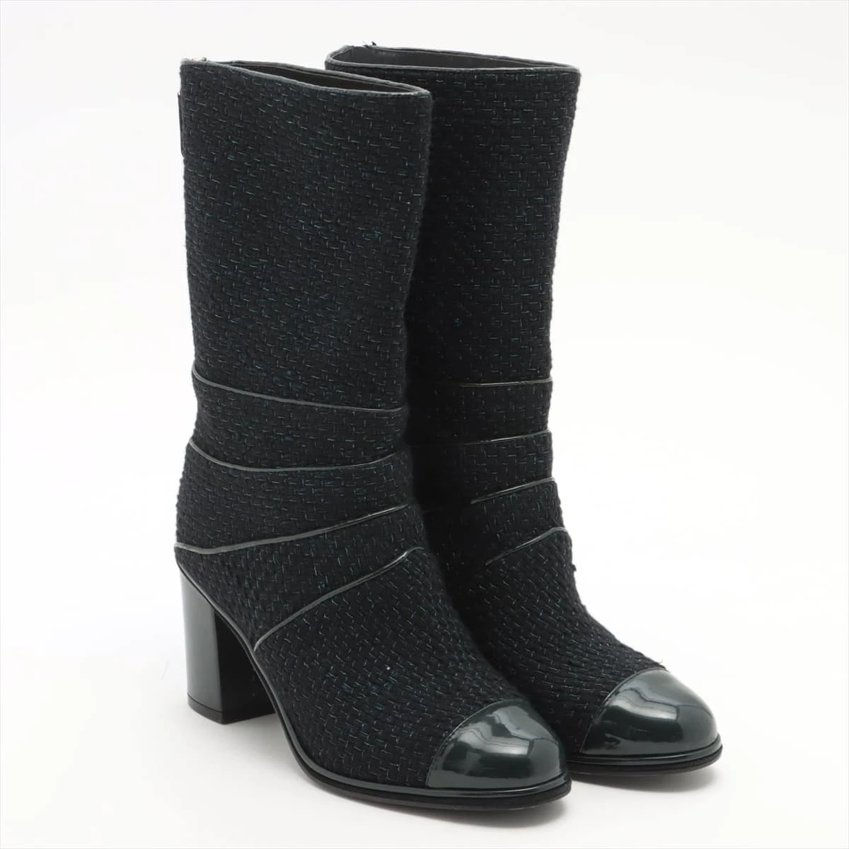 シャネル ココマーク ツイード ショートブーツ 37 レディース