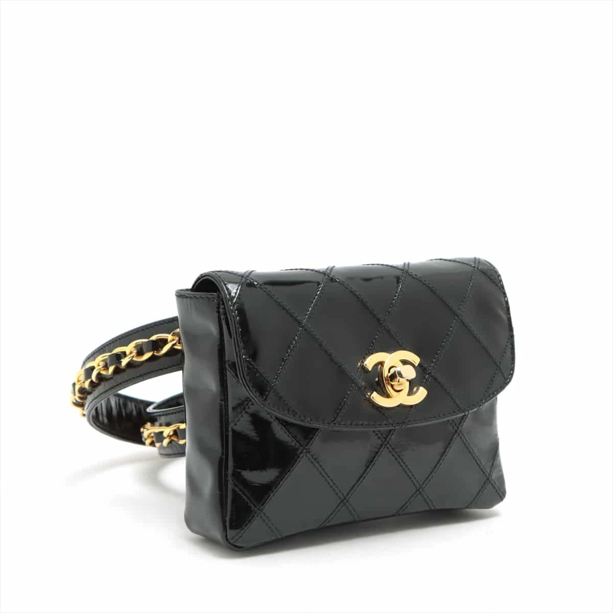 CHANEL ビコーレ マトラッセ CCロゴ ウエストポーチ レザー ブラック CHANEL - CHANEL ウエストバッグ ココマーク マトラッセ レザー