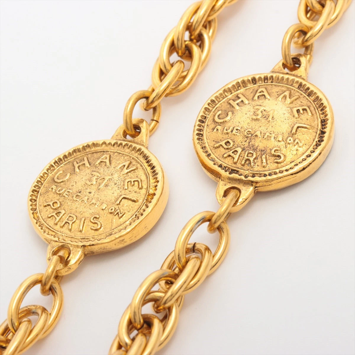 シャネル 31RUE CANBON ネックレス チェーン GP ゴールド CHANEL 31 RUE CAMBON Necklace GP Metal Gold Chain 42cm Coin