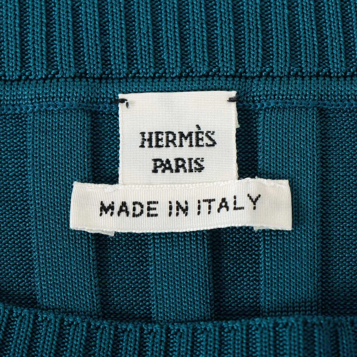 エルメス シルク×ナイロン ニットワンピース 34 レディース ブルー  