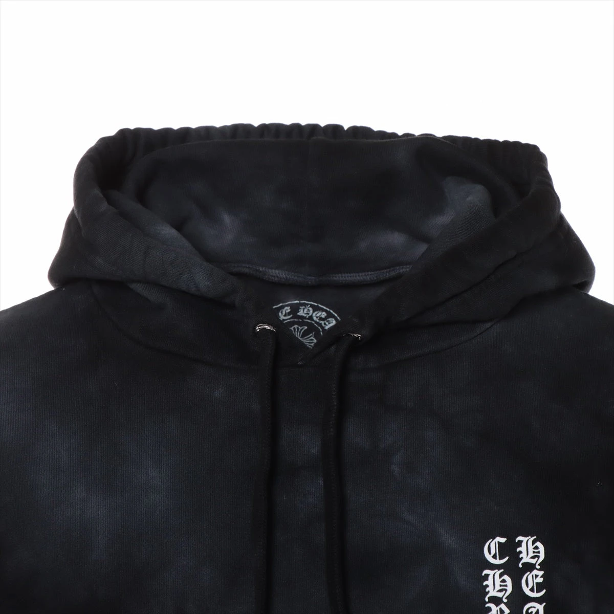 送料込【CHROME HEARTS】ホースシューパーカー ブラックタイダイ クロムハーツ パーカー コットン L ブラック タイダイ ホース