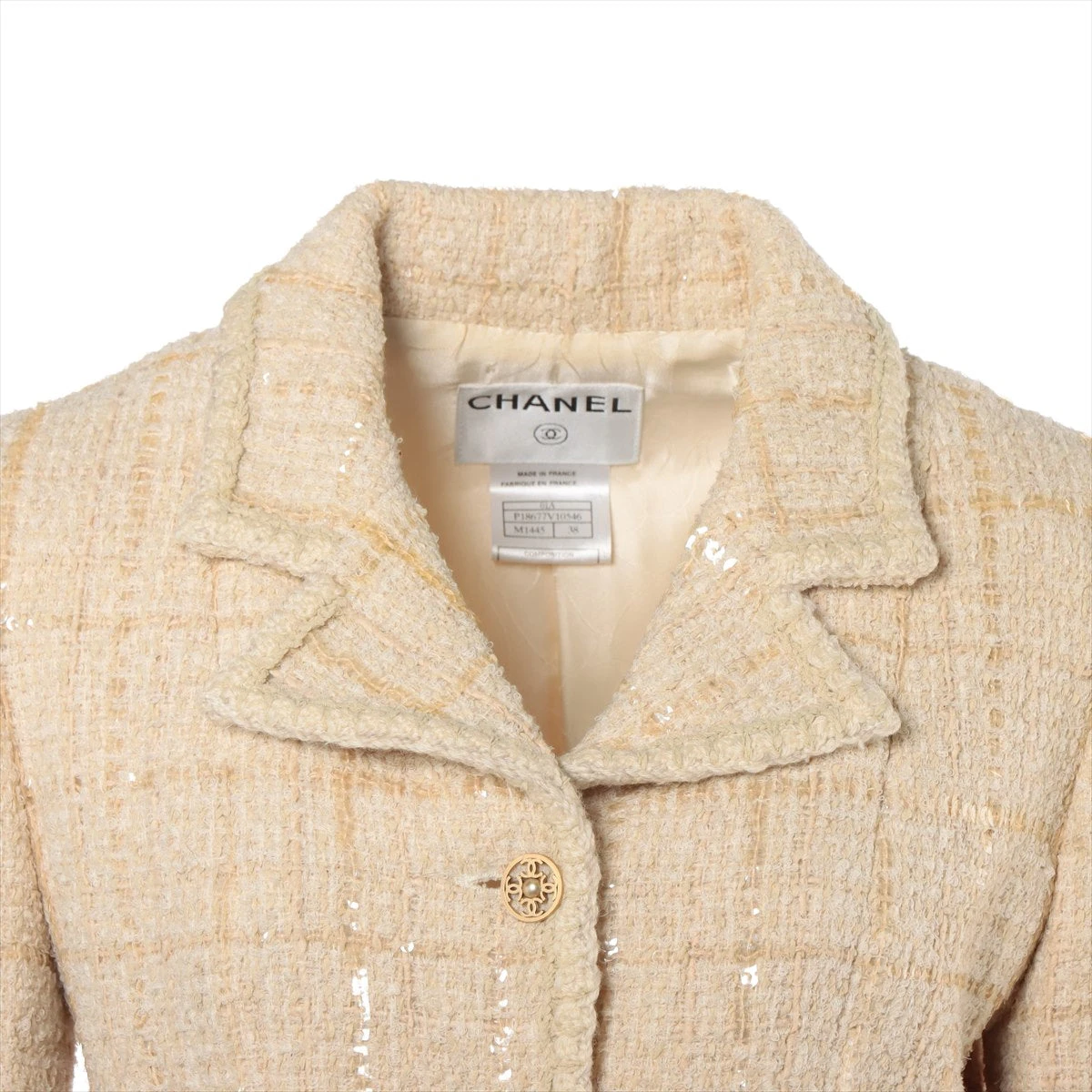 美品✨CHANEL ジャケット　ココボタン　ベージュ　バイカラー 楽天市場】極美品 シャネル CHANEL ココボタン ツイード バイ