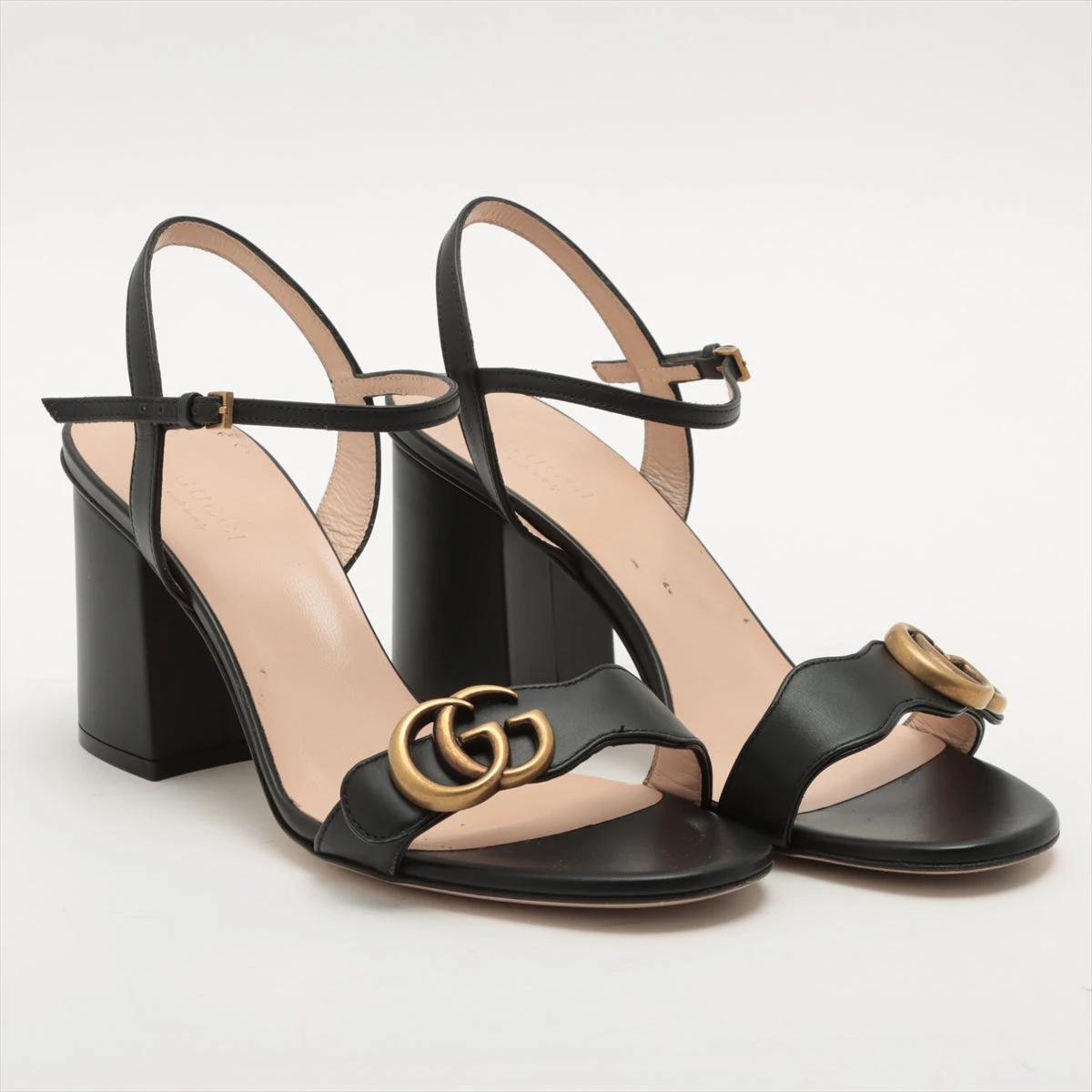 未使用 グッチ レザー GGマーモント トングサンダル ブラック GUCCI - M11094 未使用 グッチ レザー GGマーモント トング