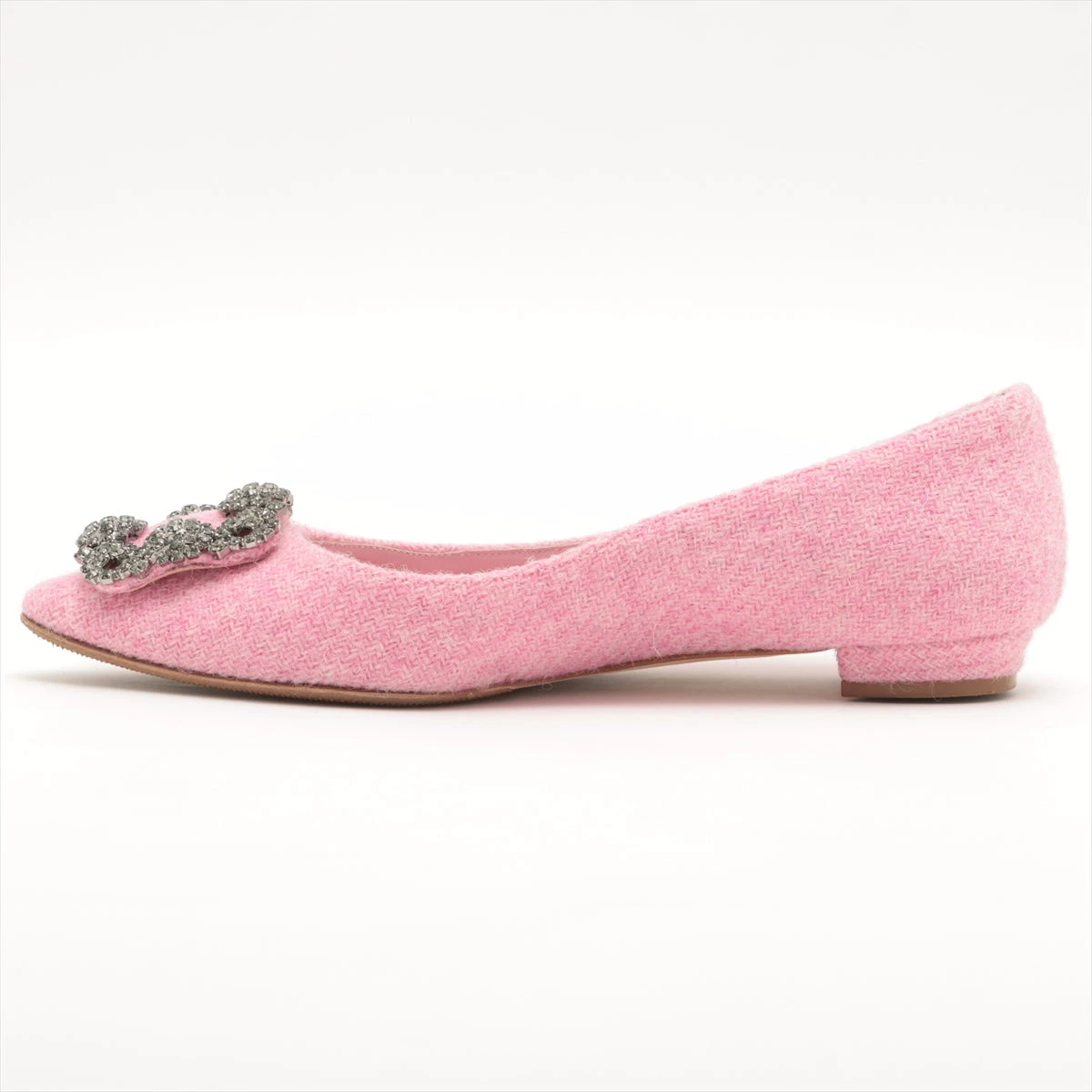 MANOLO BLAHNIK ピンクベロア　フラットシューズ 37.5 マノロブラニク MANOLO BLAHNIK パンプス バレエシューズ フラット