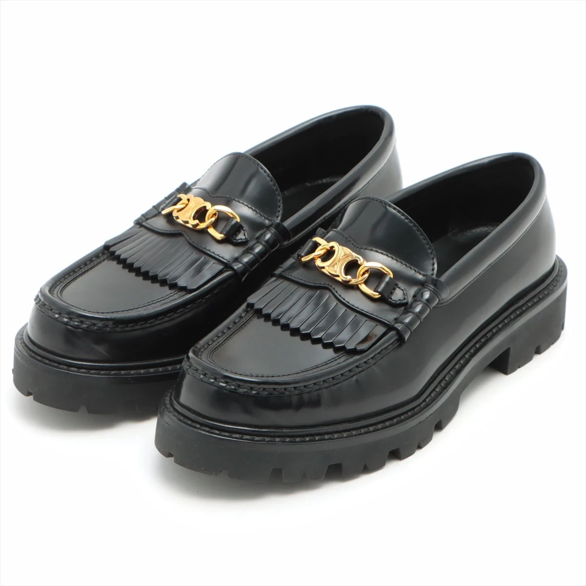 セリーヌ マーガレット レザー ローファー 37 レディース ブラック